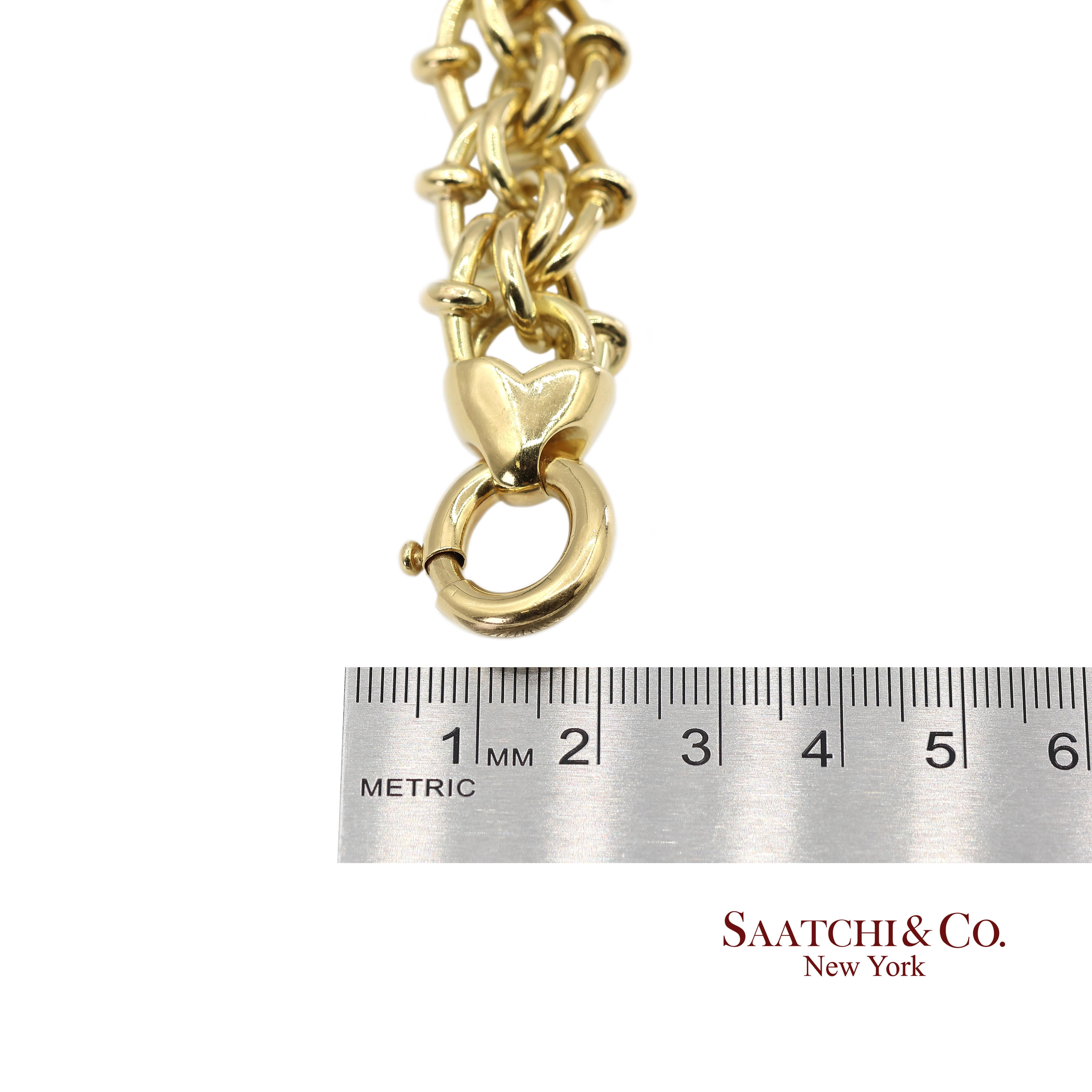 Bracelet de chaîne byzantine en or jaune massif 18K 750 en vente 4