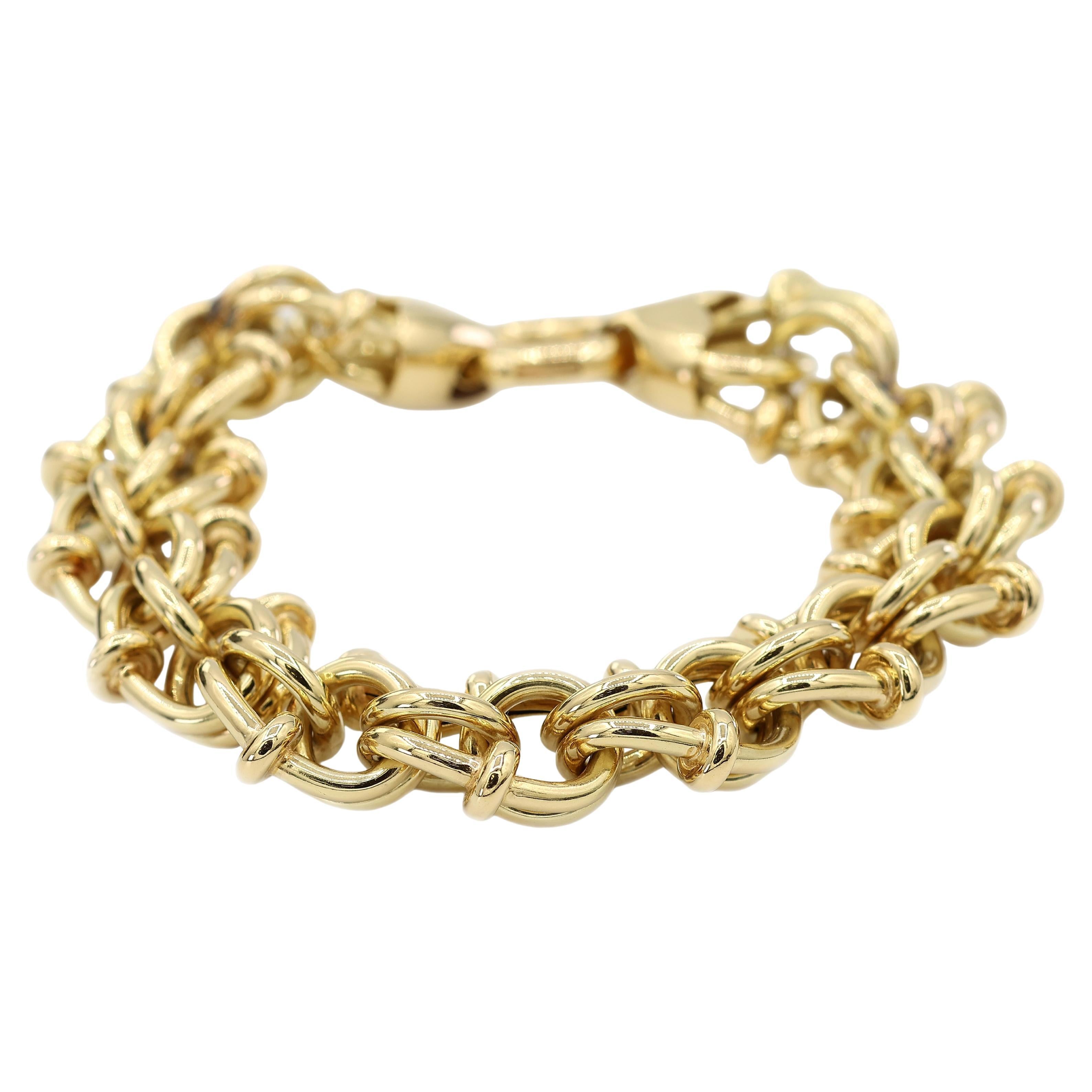 Bracelet de chaîne byzantine en or jaune massif 18K 750
