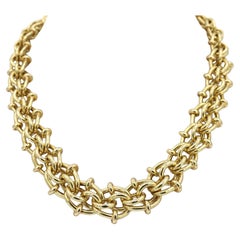 Collier à chaîne byzantine graduée en or jaune massif 18K 750