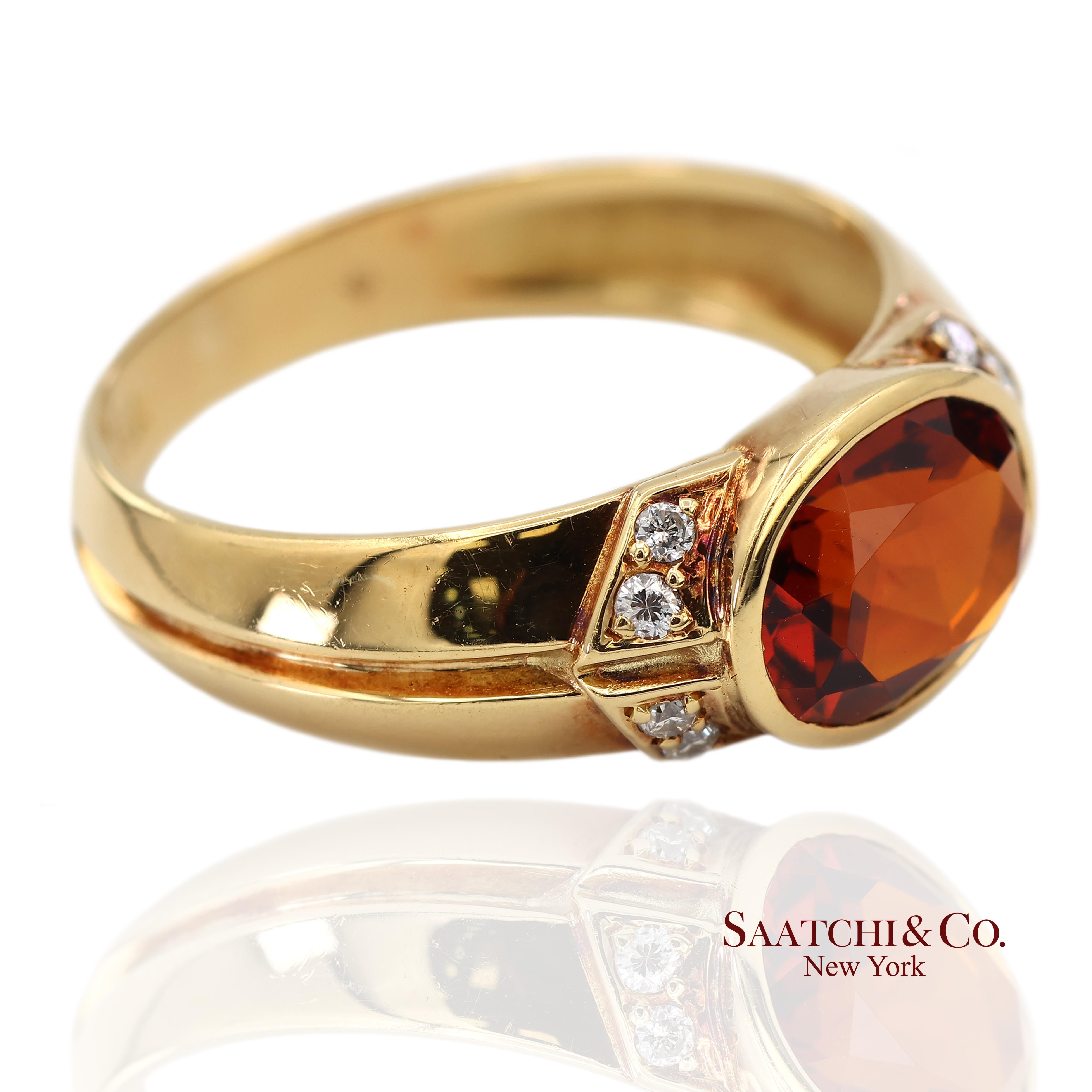 Bague en or jaune 18K grenat mandarin et diamant naturel

Type de métal : Or jaune massif 18K
Poids total de l'article : 4,3 grammes
Taille de la bague : 7 (redimensionnable)
Dimensions : Longueur : 15,0 mm X Largeur : 8,0 mm X Hauteur : 4,5 mm :