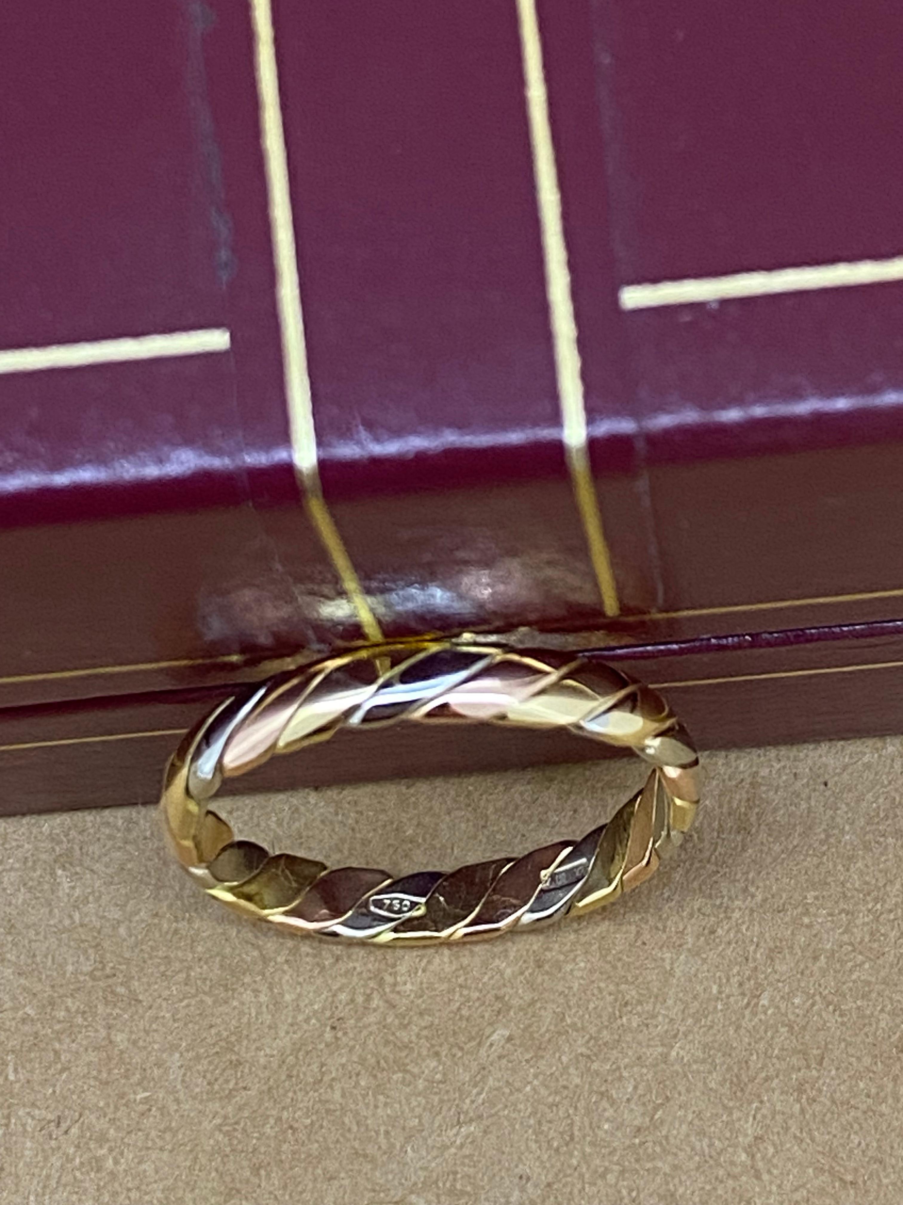 18K 750 Dreifarbiger Gold 3,5mm Vintage Ehering / Leiter, italienische Punzierungen. 1