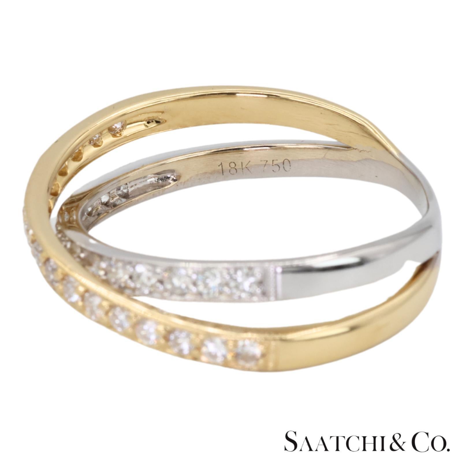 Bague à deux tons en diamant naturel 18k 750 en vente 5