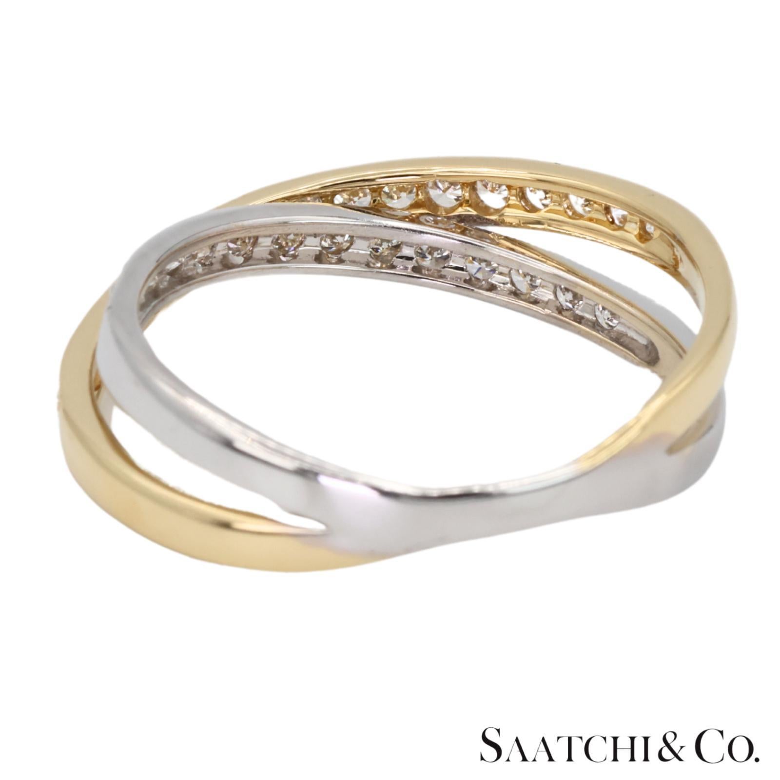 Bague à deux tons en diamant naturel 18k 750 en vente 1