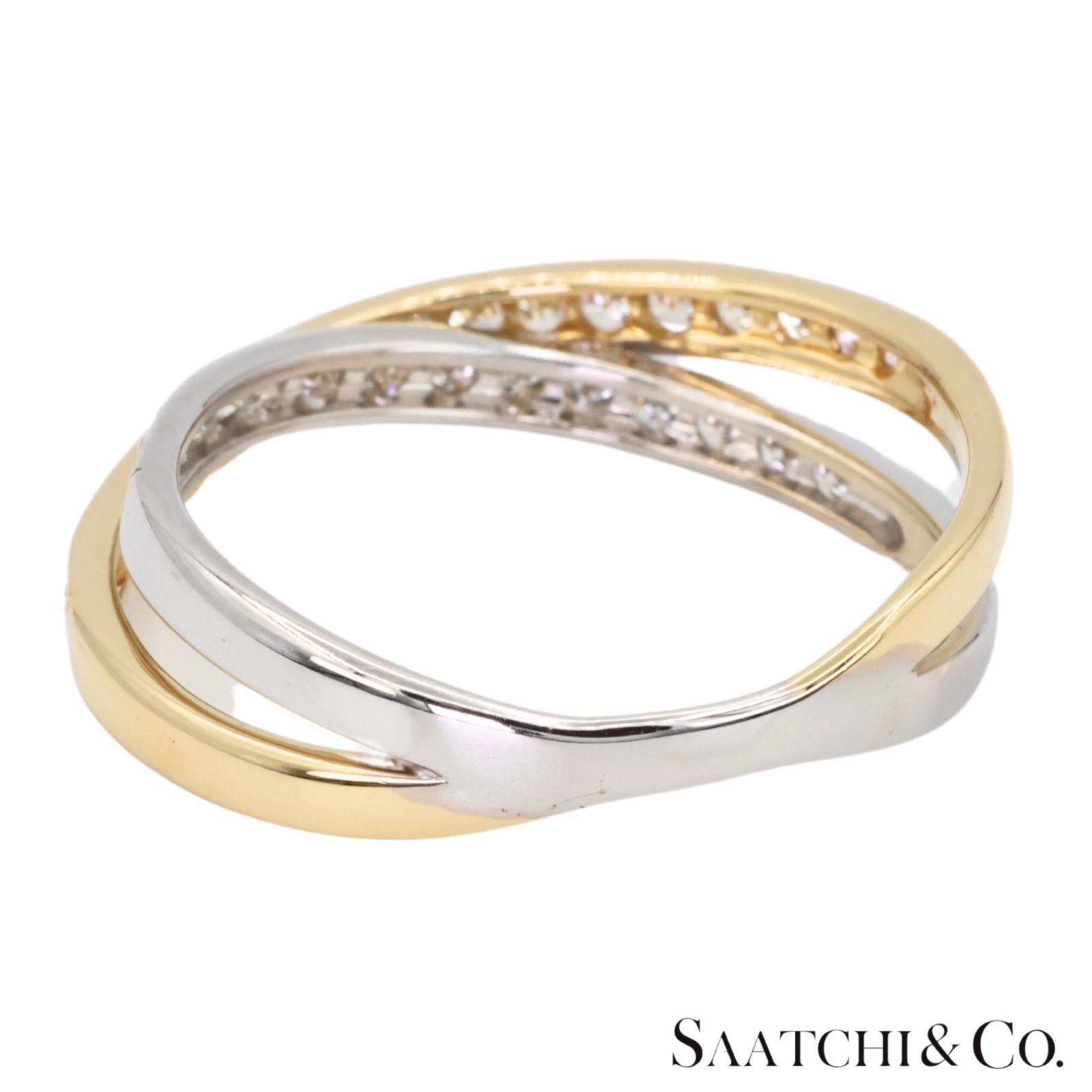 Bague à deux tons en diamant naturel 18k 750 en vente 2