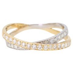 Bague à deux tons en diamant naturel 18k 750
