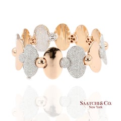 18k 750 Two Tone White and Rose Gold Natural Diamond Tennis Bracelet