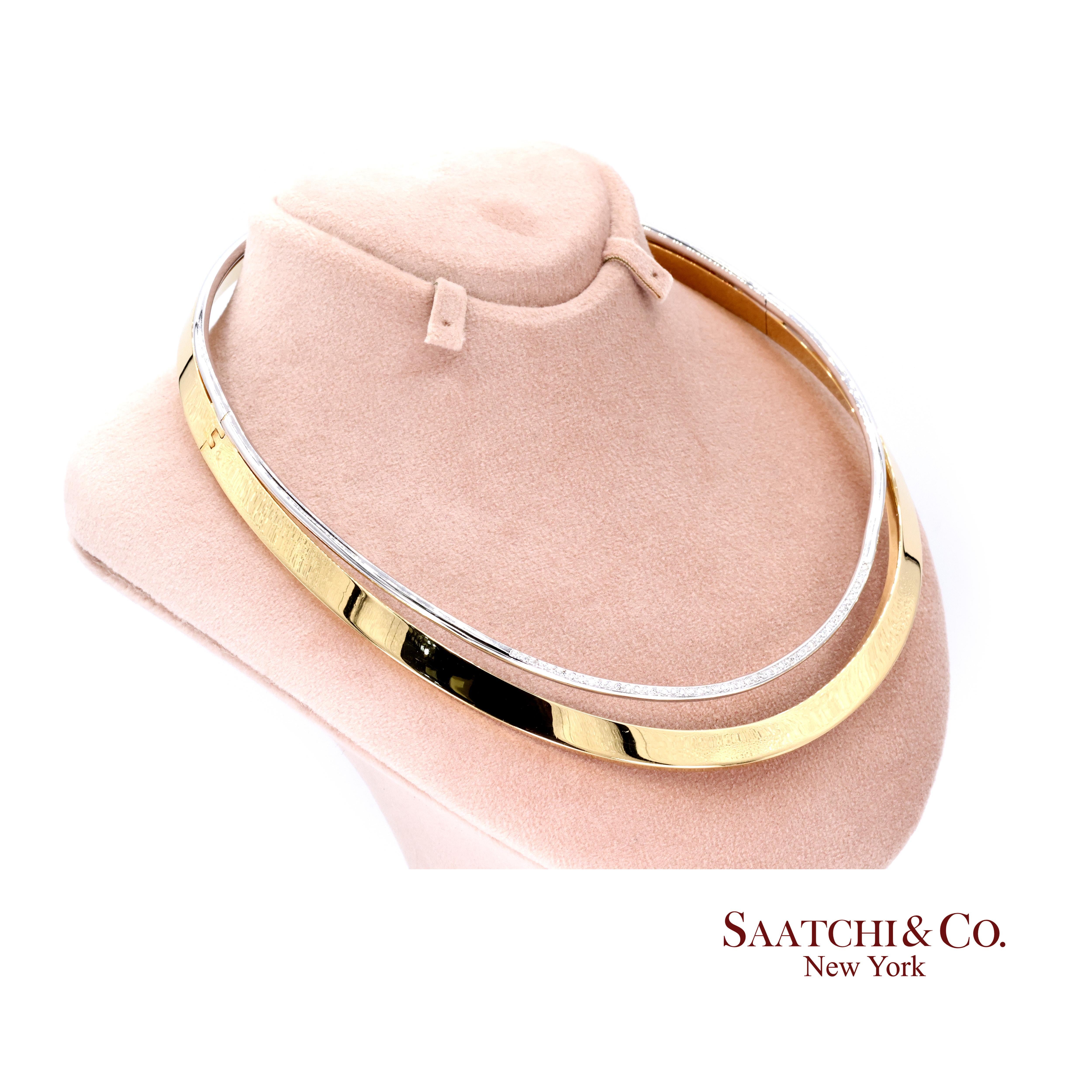 Contemporaneo Collana girocollo in oro giallo e bianco 18K 750 bicolore in vendita