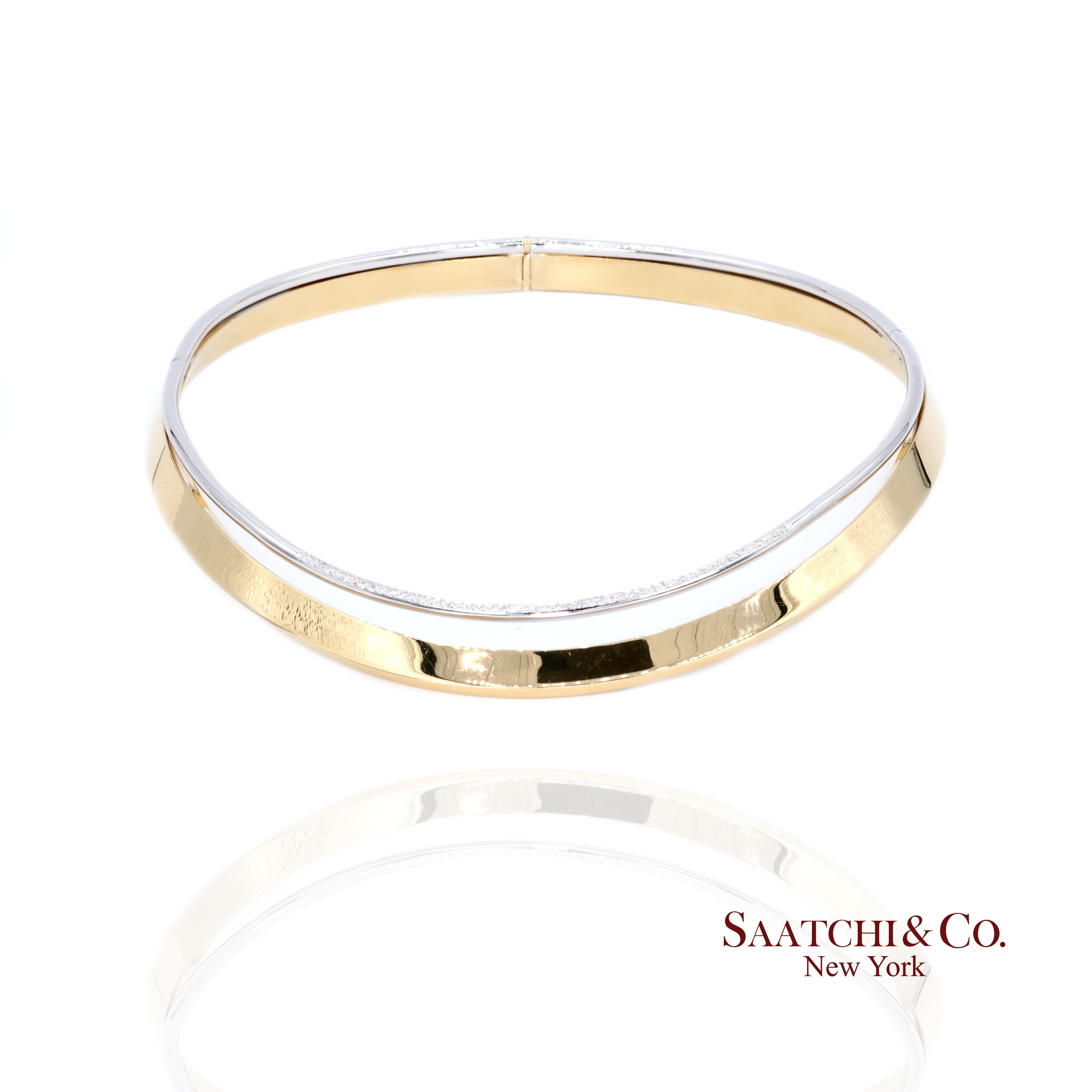 Collana girocollo in oro giallo e bianco 18K 750 bicolore In condizioni Nuovo in vendita a New York, NY