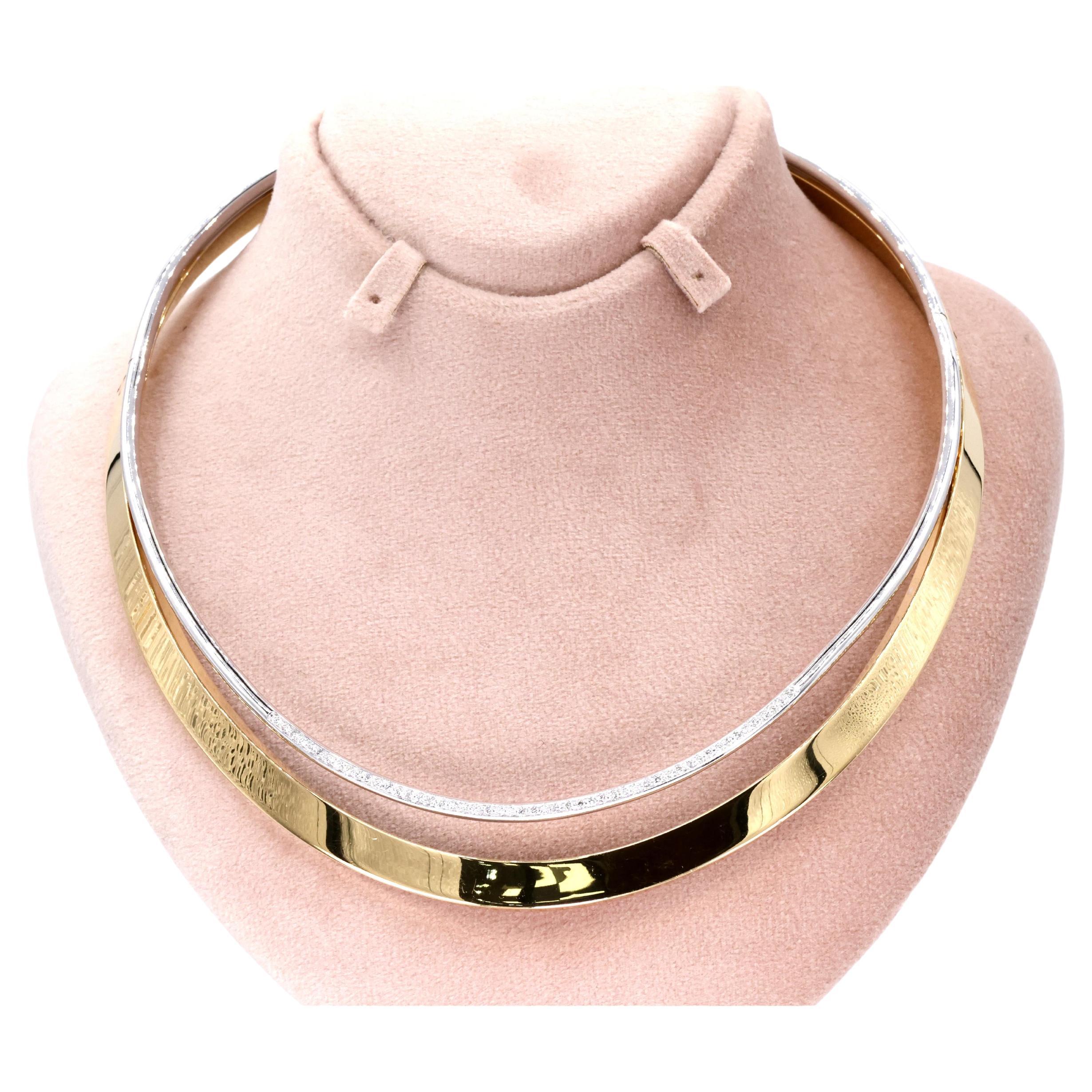 Collana girocollo in oro giallo e bianco 18K 750 bicolore in vendita