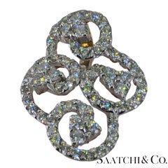 18k 750 White and Yellow Gold Natural Diamond Pendant Necklace
