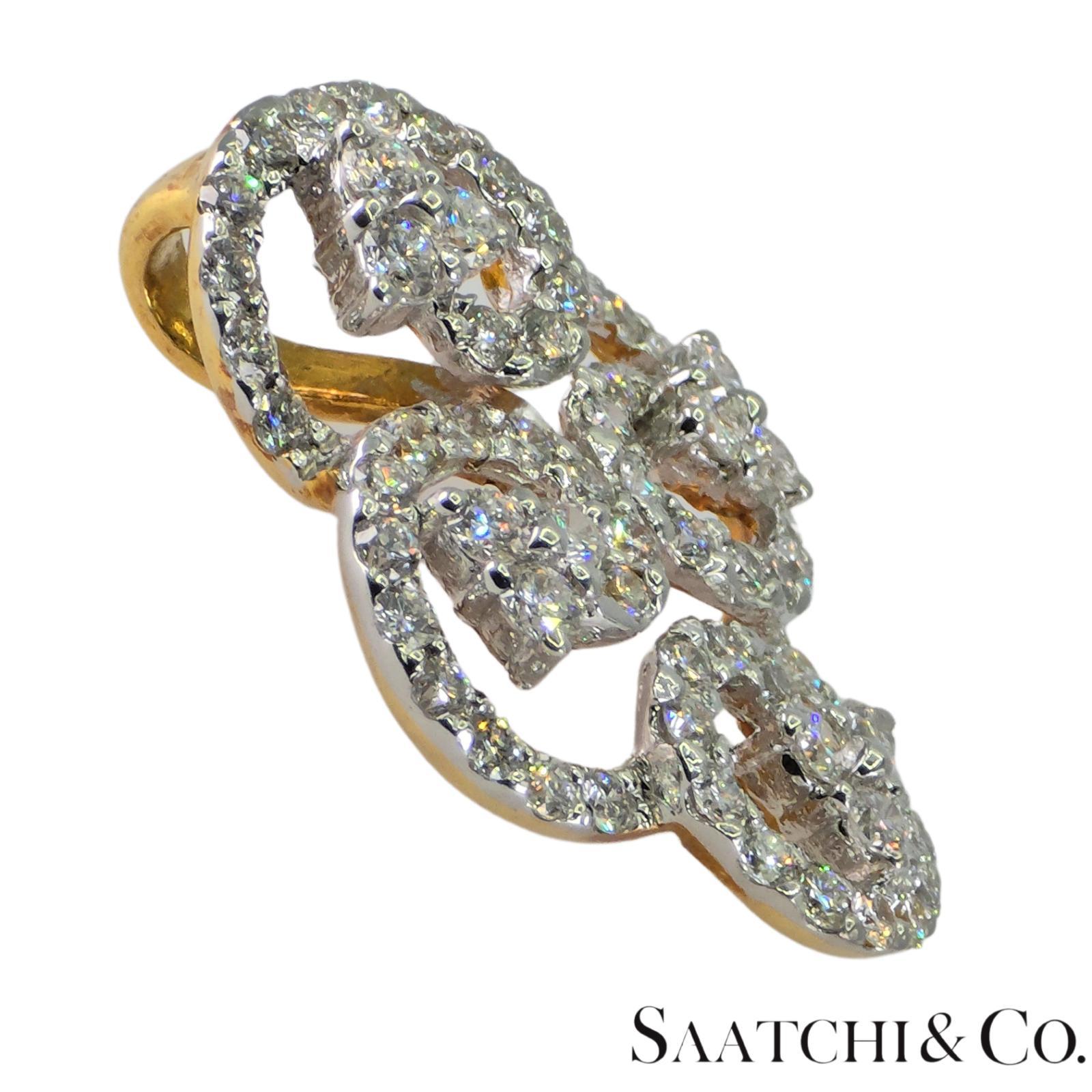 Spilla con diamanti naturali in oro bianco e giallo 18k 750 In condizioni Nuovo in vendita a New York, NY