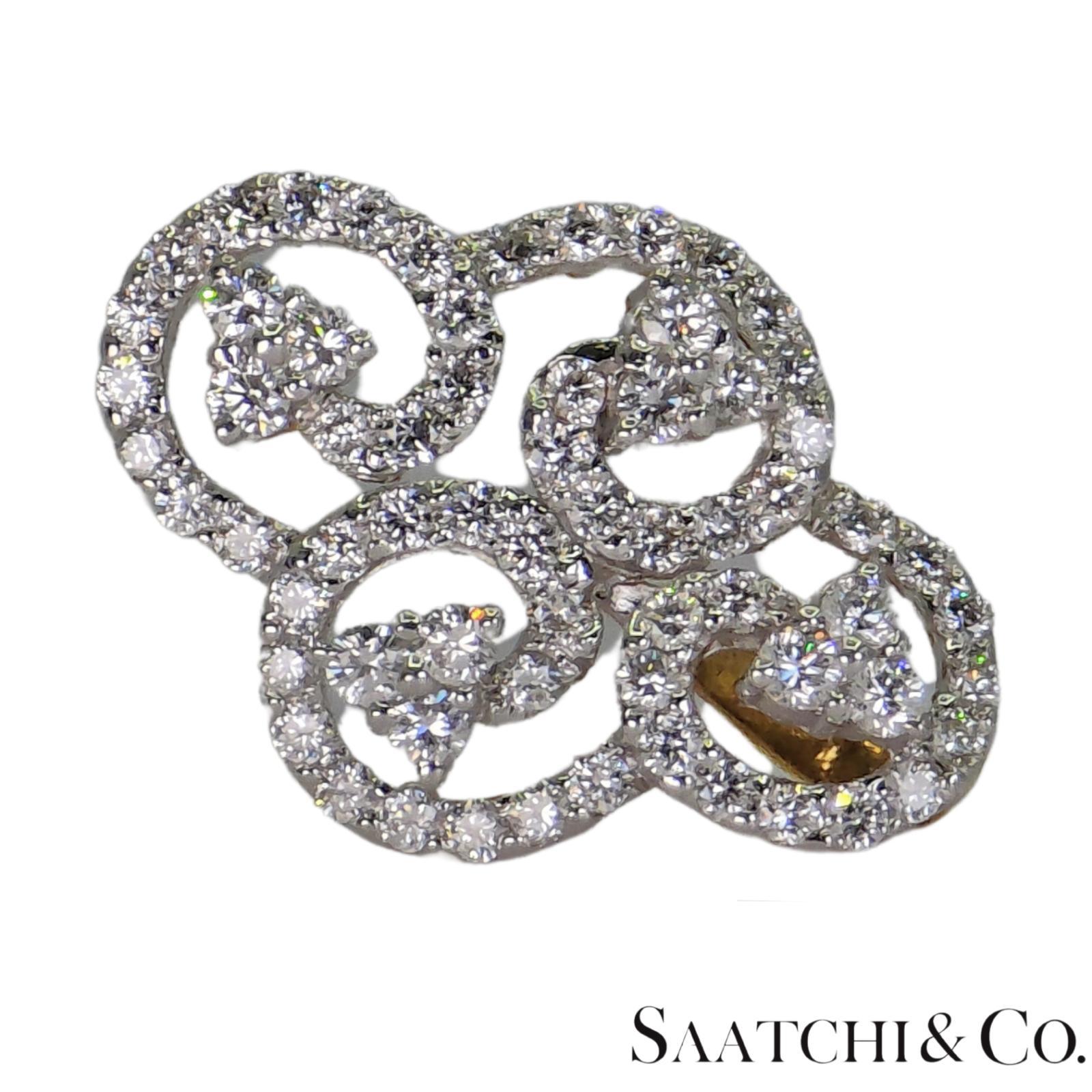 da uomo o donna Spilla con diamanti naturali in oro bianco e giallo 18k 750 in vendita