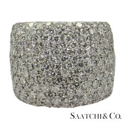 18k 750 White Gold 4 Ct Natural White Diamond Wide Band/Ring