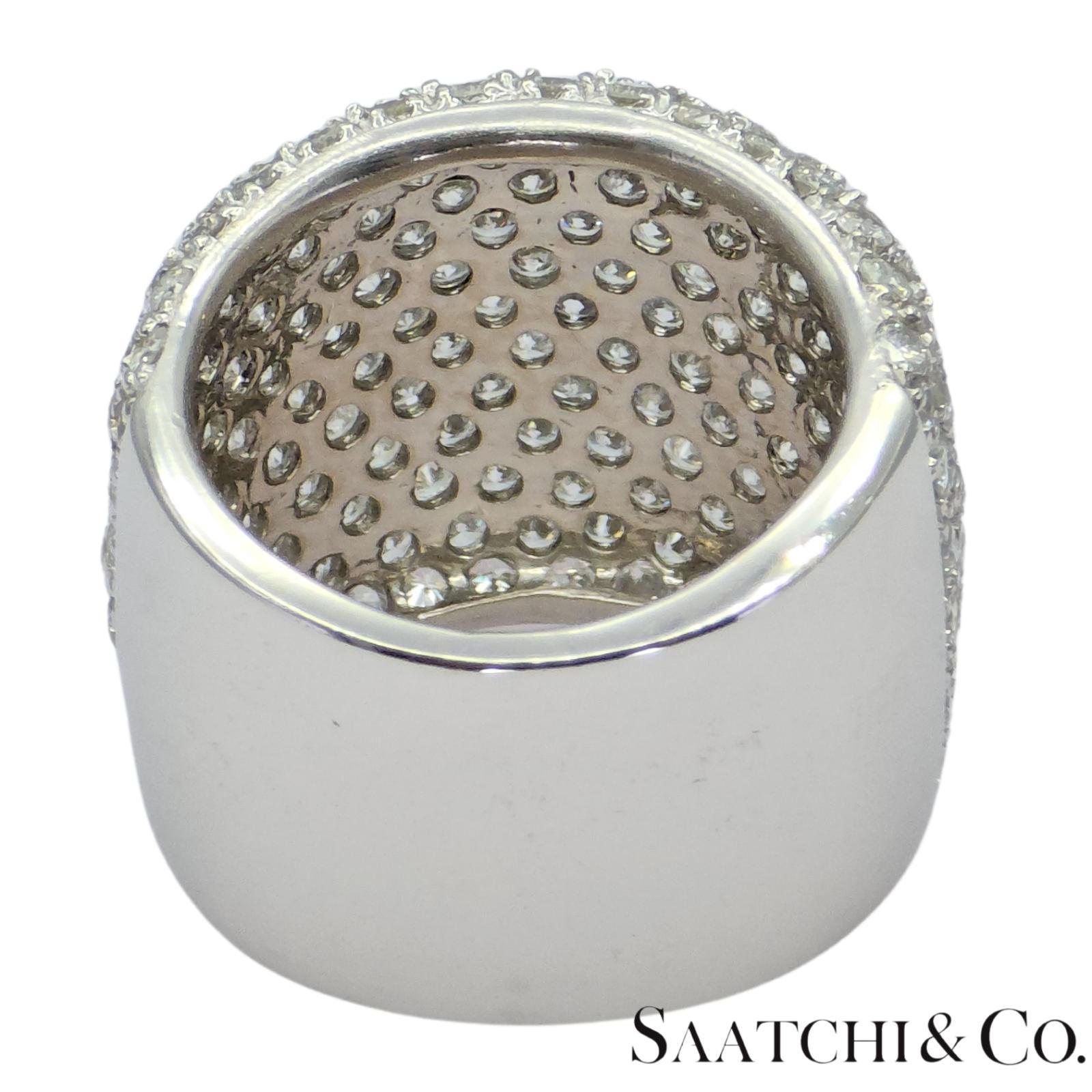 Femenino o masculino Anillo/anillo ancho de oro blanco 750 de 18 quilates con 4 quilates de diamantes blancos naturales en venta