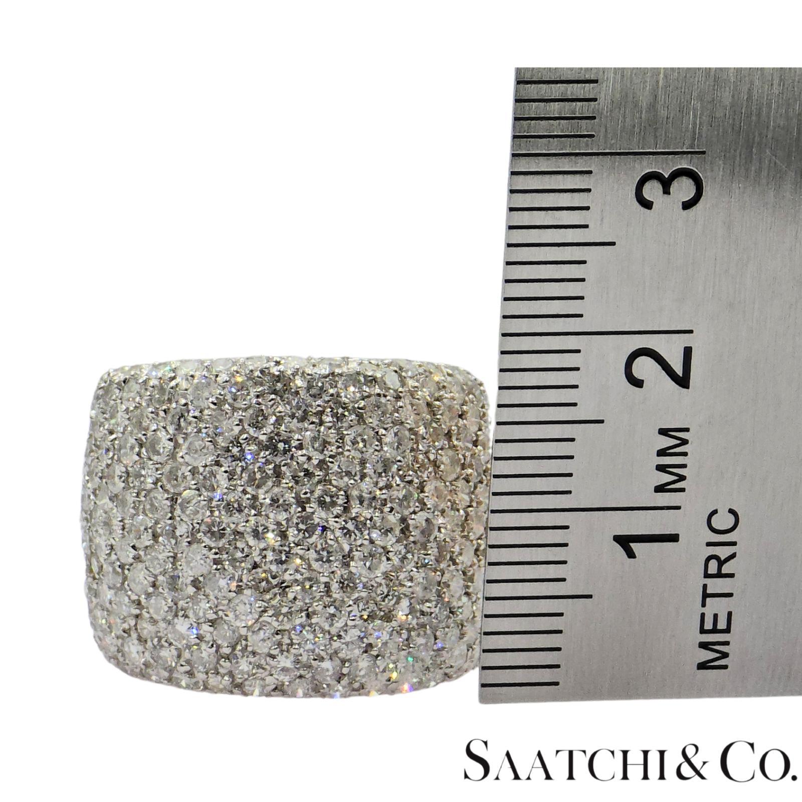 Anillo/anillo ancho de oro blanco 750 de 18 quilates con 4 quilates de diamantes blancos naturales en venta 2