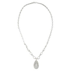 Collana con perle a forma di goccia in oro bianco 18K 750 e diamanti naturali