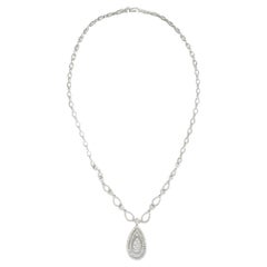 Collier de perles en forme de gouttes en or blanc 18K 750 et diamants naturels