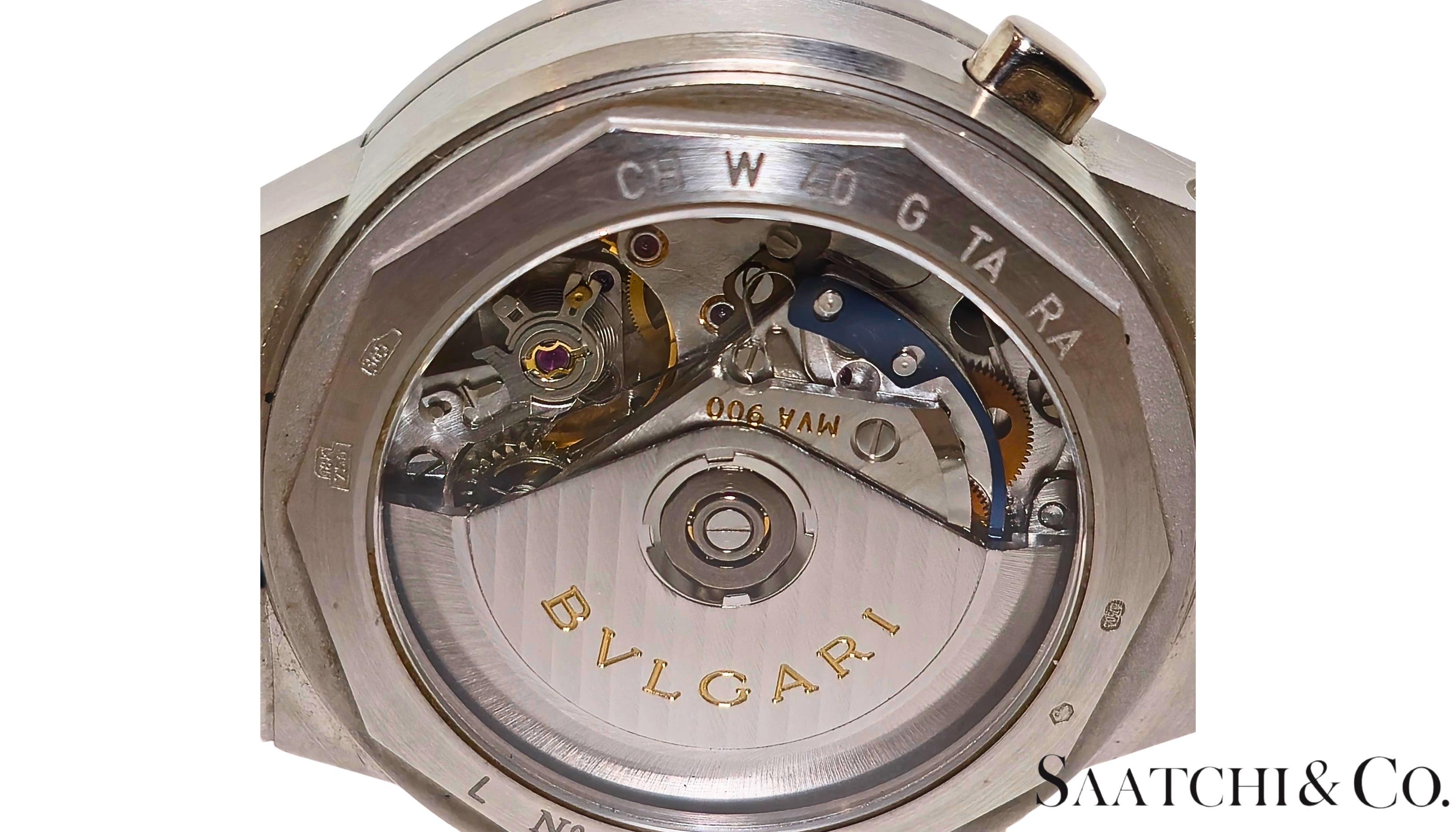 Orologio da uomo Bvlgari Diagono in oro bianco 18k 750, rif. CHW40GTA In condizioni ottime in vendita a New York, NY