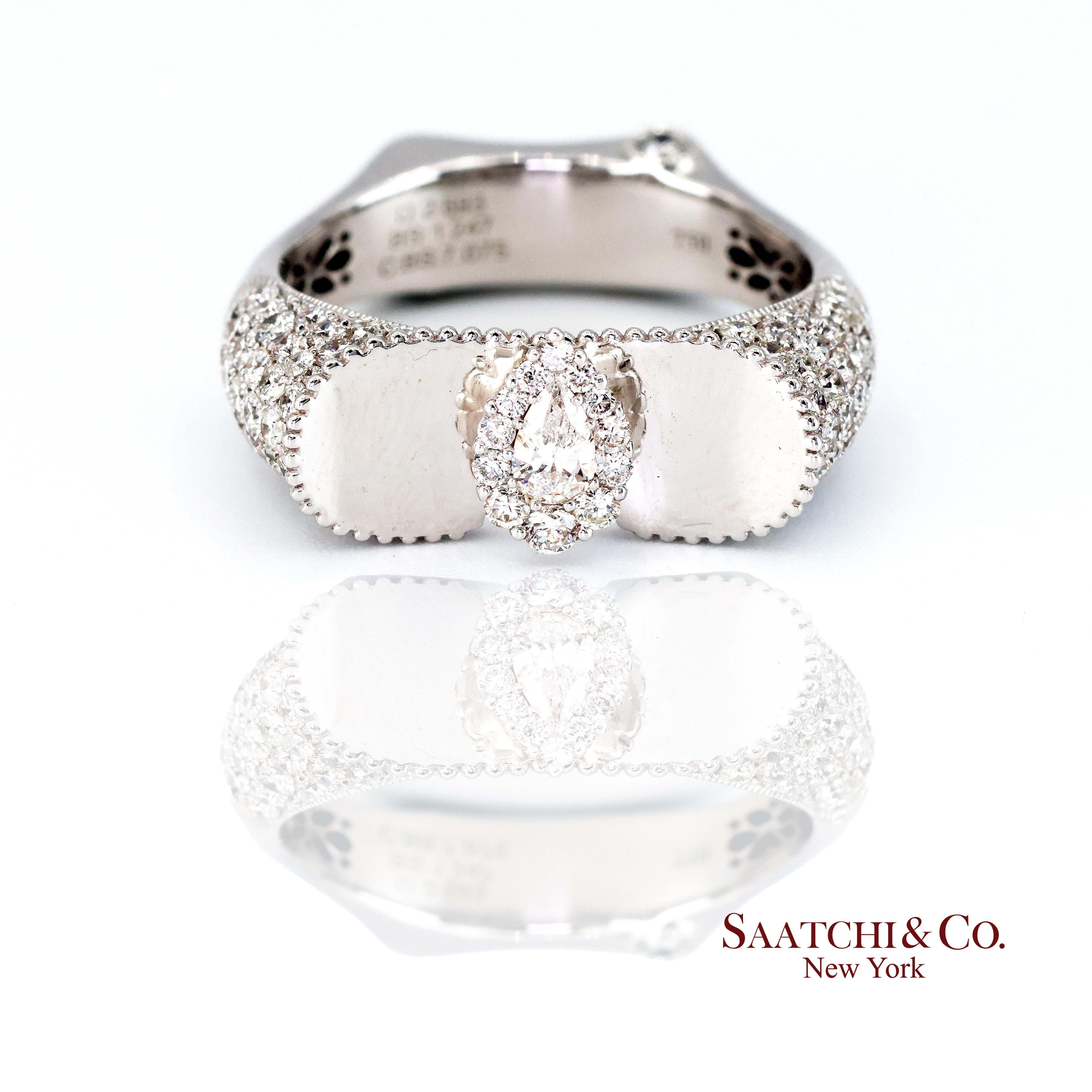 18k 750 Weißgold Cabrio-Ring mit natürlichem Saphir und natürlichem Diamant im Angebot 4