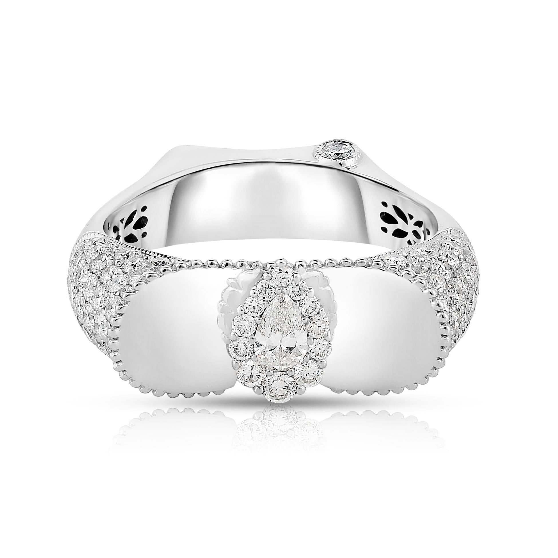 Bague convertible en or blanc 750 millièmes (18k) en saphir naturel et diamant naturel en vente 5
