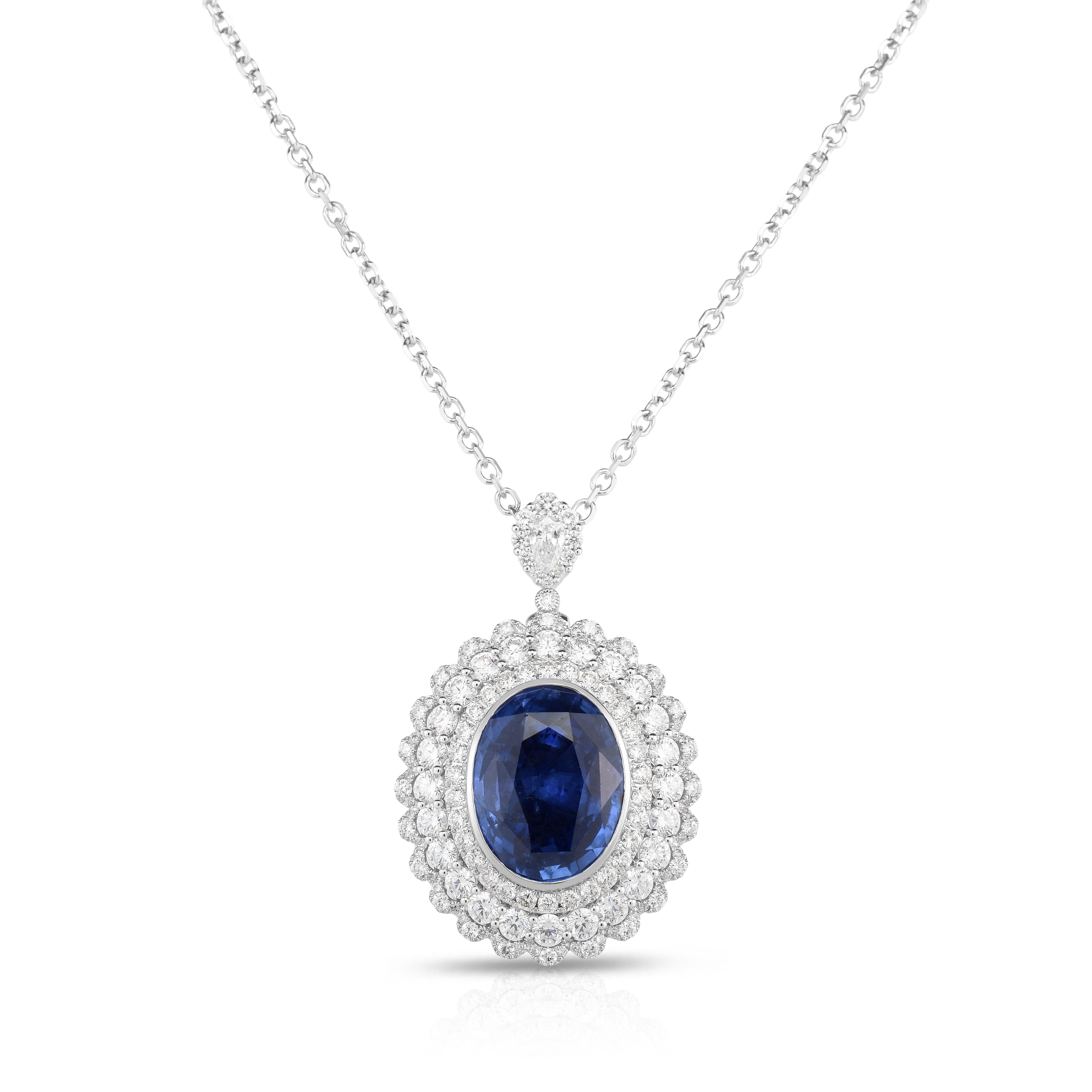 Bague convertible en or blanc 750 millièmes (18k) en saphir naturel et diamant naturel Neuf - En vente à New York, NY