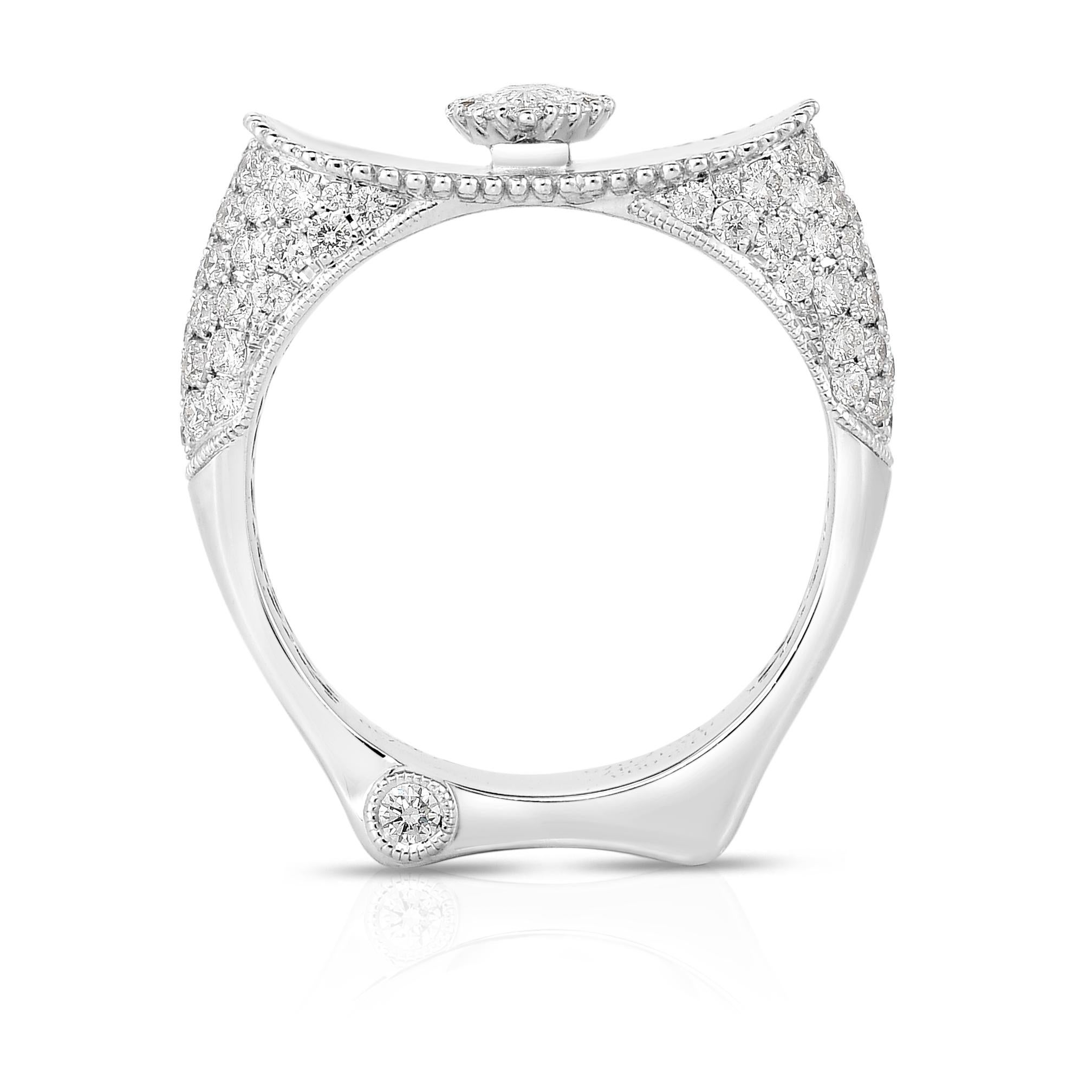 Bague convertible en or blanc 750 millièmes (18k) en saphir naturel et diamant naturel en vente 4