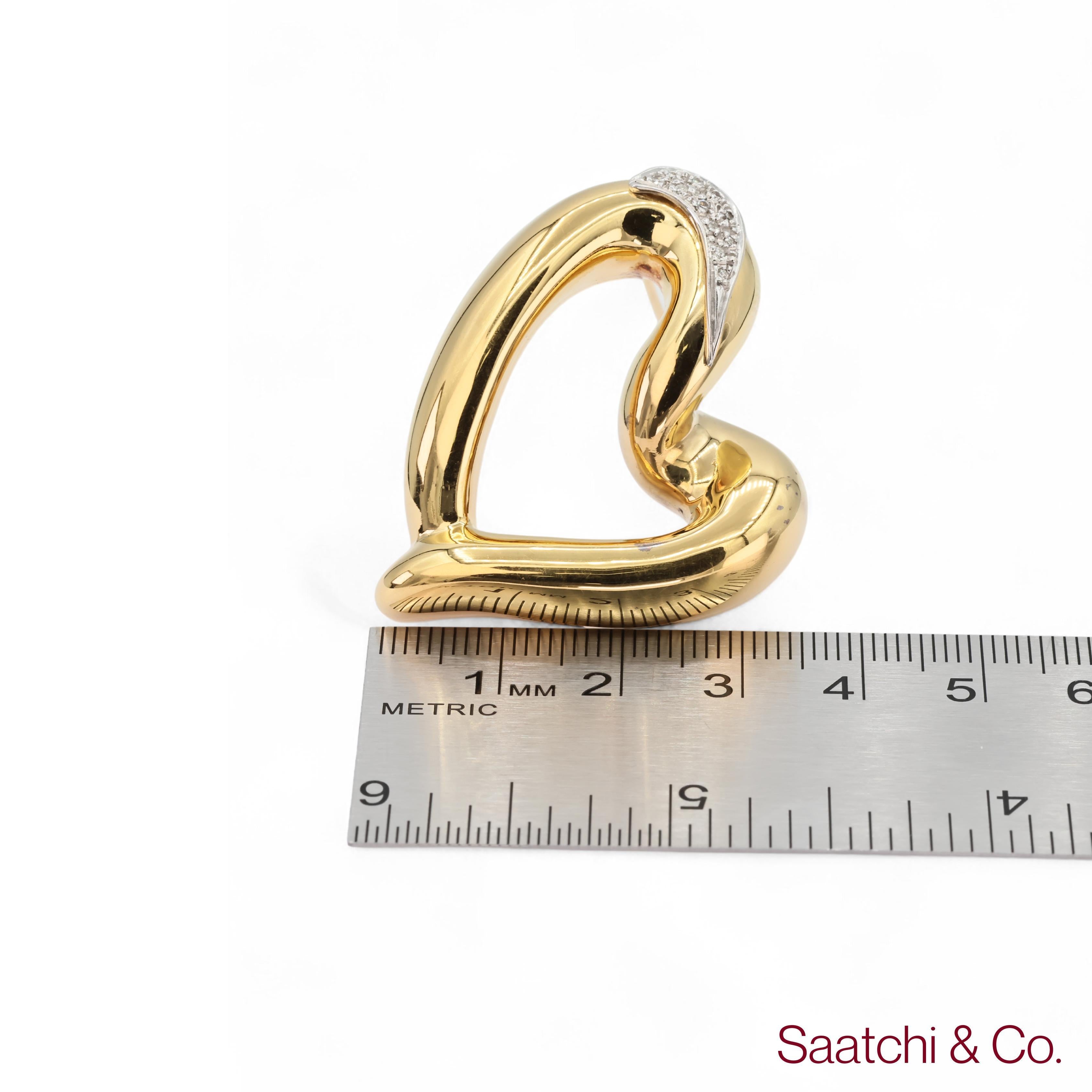 18k 750 White Gold Heart Shape Pin / Brooch For Sale 2