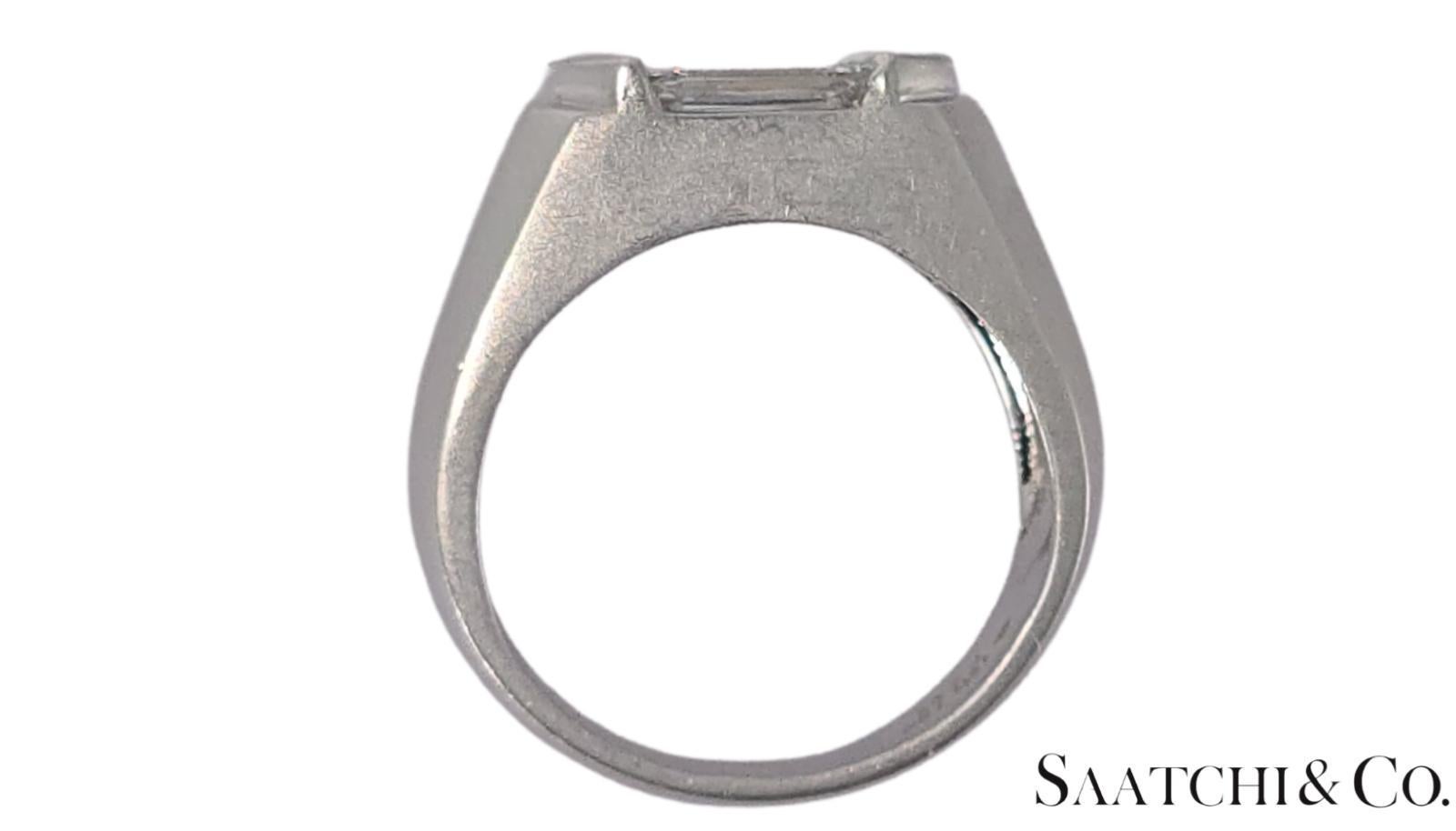 18K 750 White Gold -  LAB Created Diamond Illusion Setting Emerald Shape: Ring In New Condition For Sale In New York, NY
