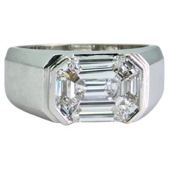 18K 750 White Gold -  LAB Created Diamond Illusion Setting Emerald Shape: Ring