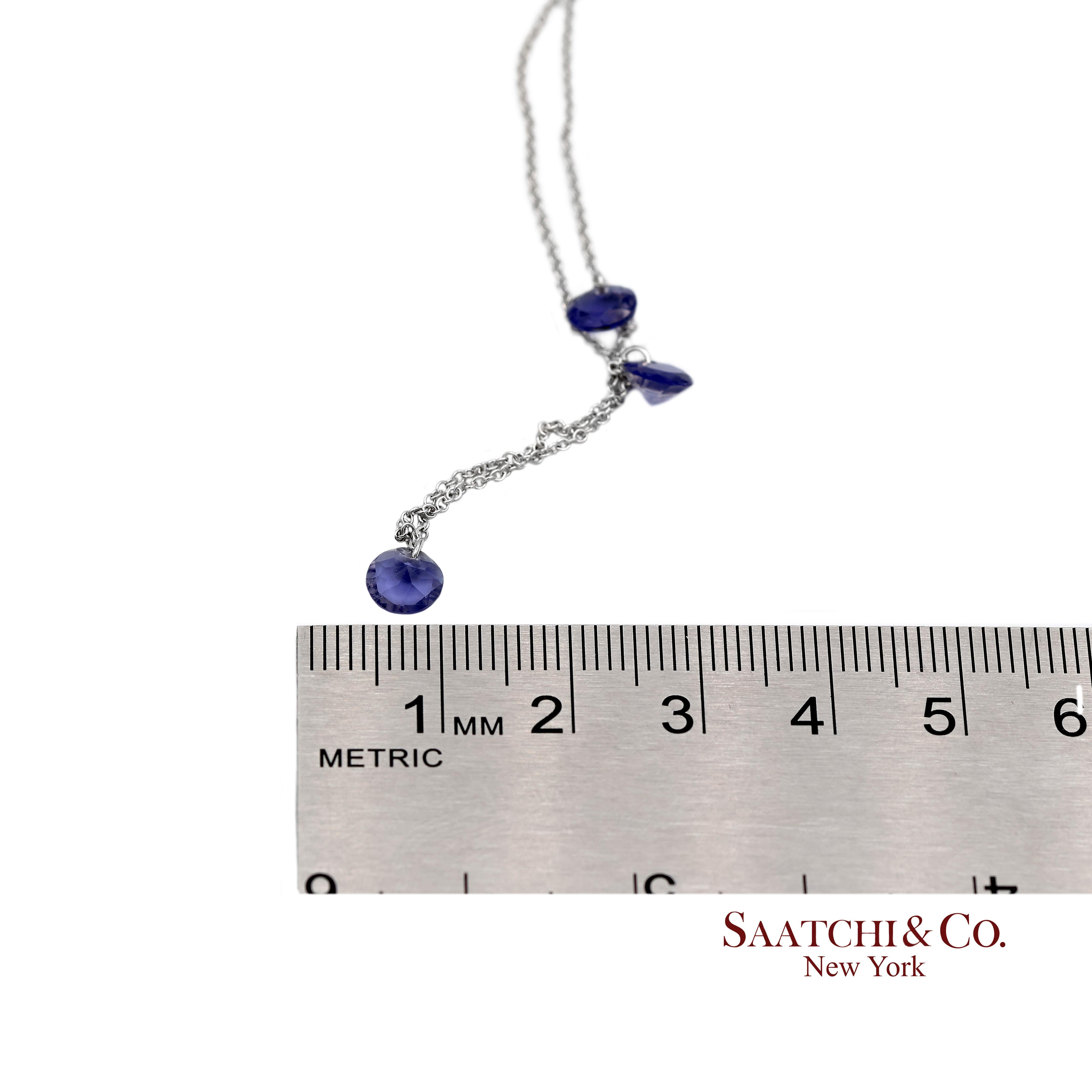 18K 750 White Gold Natural Amethyst Pendant Necklace with Chain en venta 4
