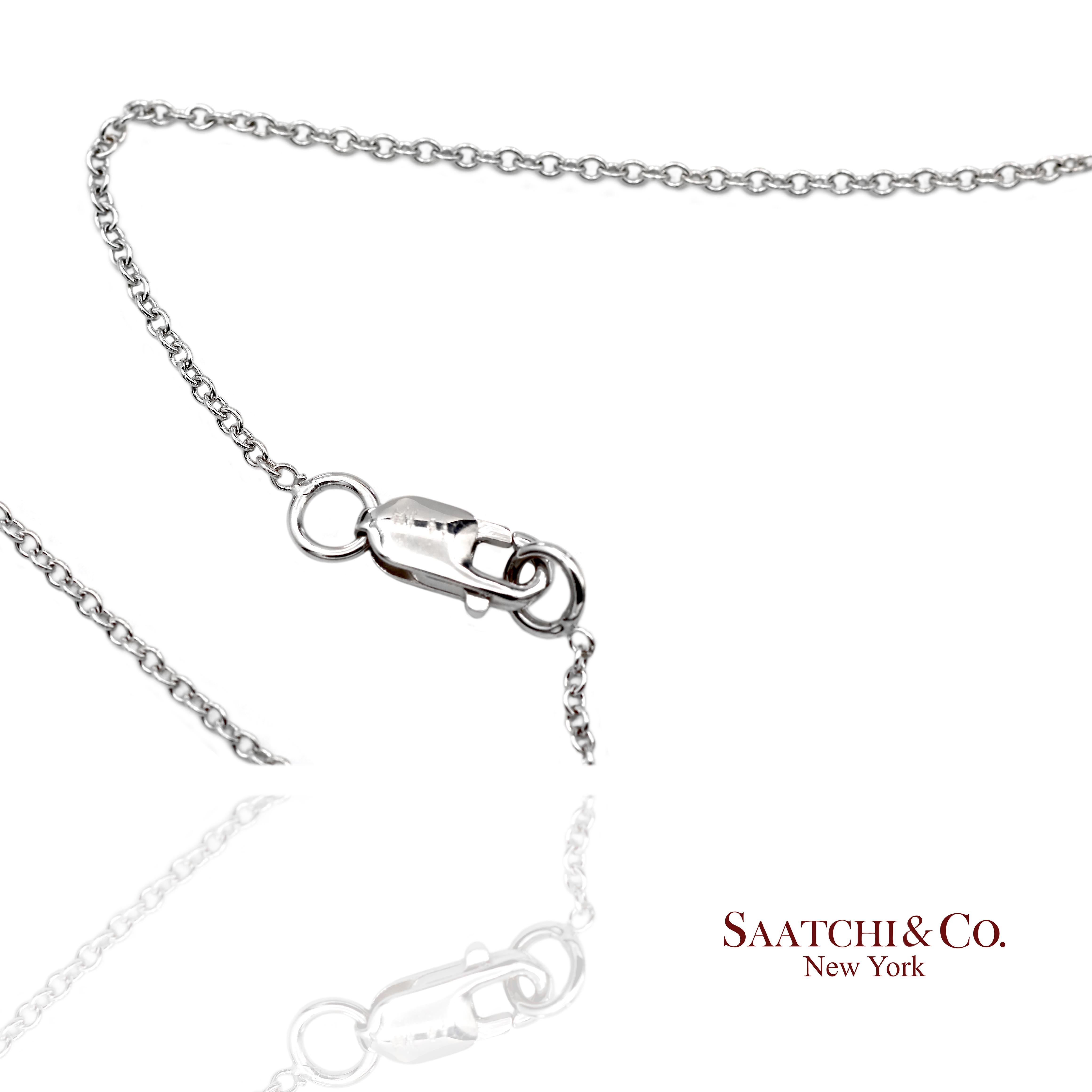 18K 750 White Gold Natural Amethyst Pendant Necklace with Chain en Nuevo estado para la venta en New York, NY