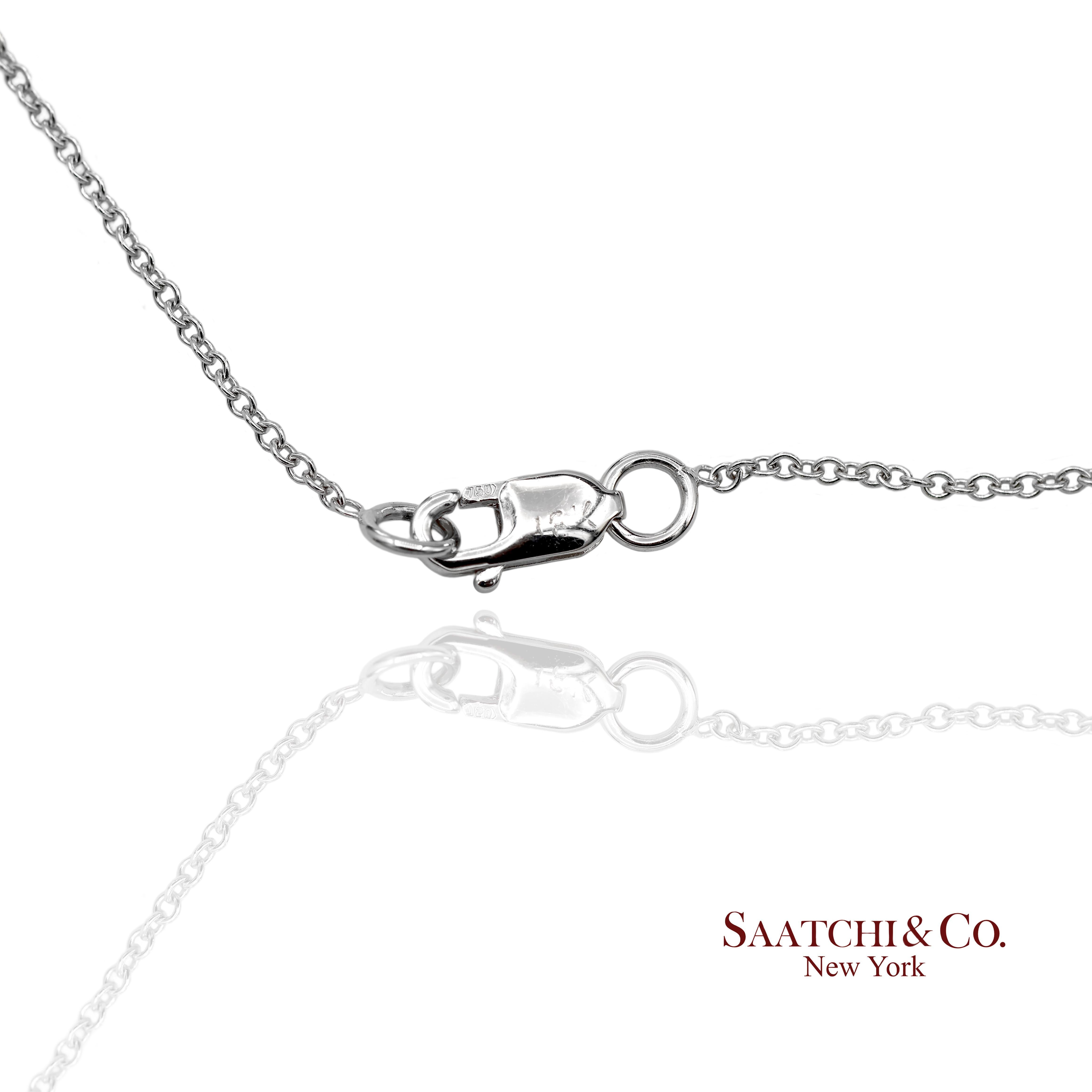 De las mujeres 18K 750 White Gold Natural Amethyst Pendant Necklace with Chain en venta