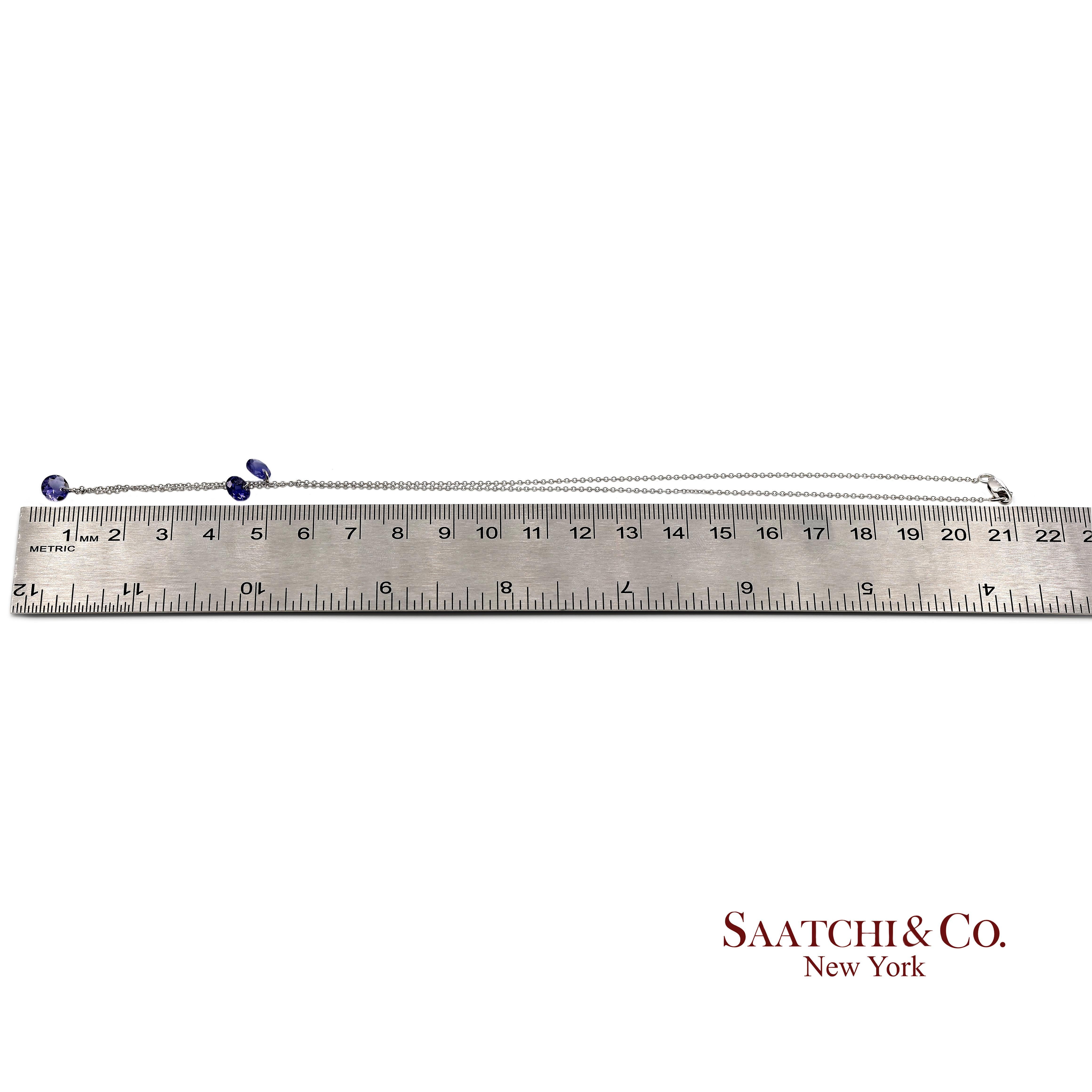 18K 750 White Gold Natural Amethyst Pendant Necklace with Chain en venta 3