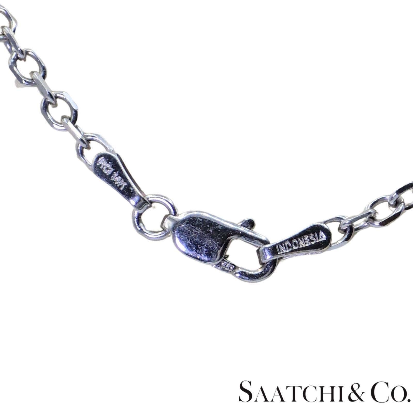 18K 750 White Gold - Natural : Aquamarine Stone, Diamond And Sapphire Pendant For Sale 3