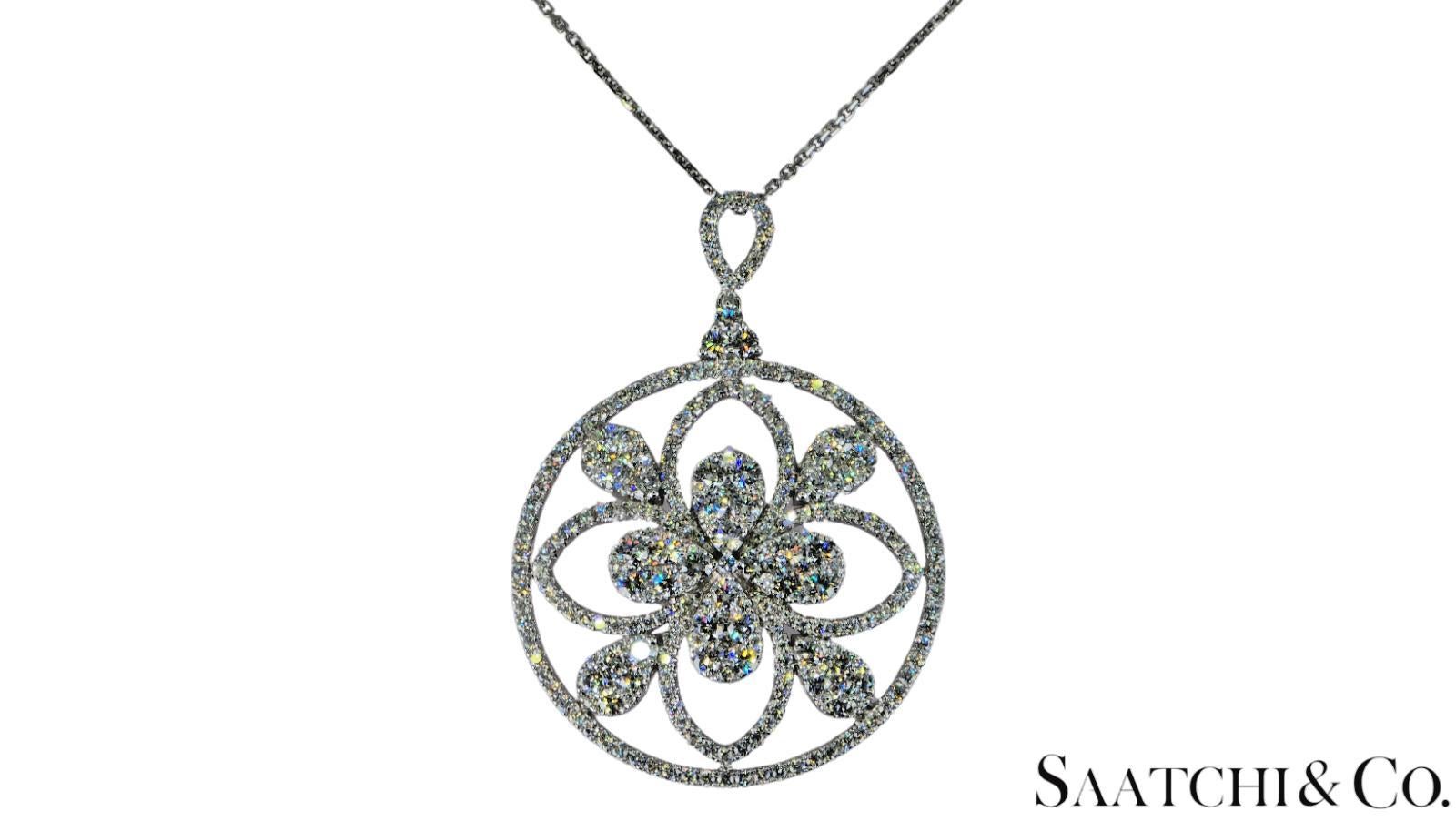 18K 750 Weißgold Natürlicher Brillantschliff VVS Diamant: Anhänger mit Kette im Angebot 6