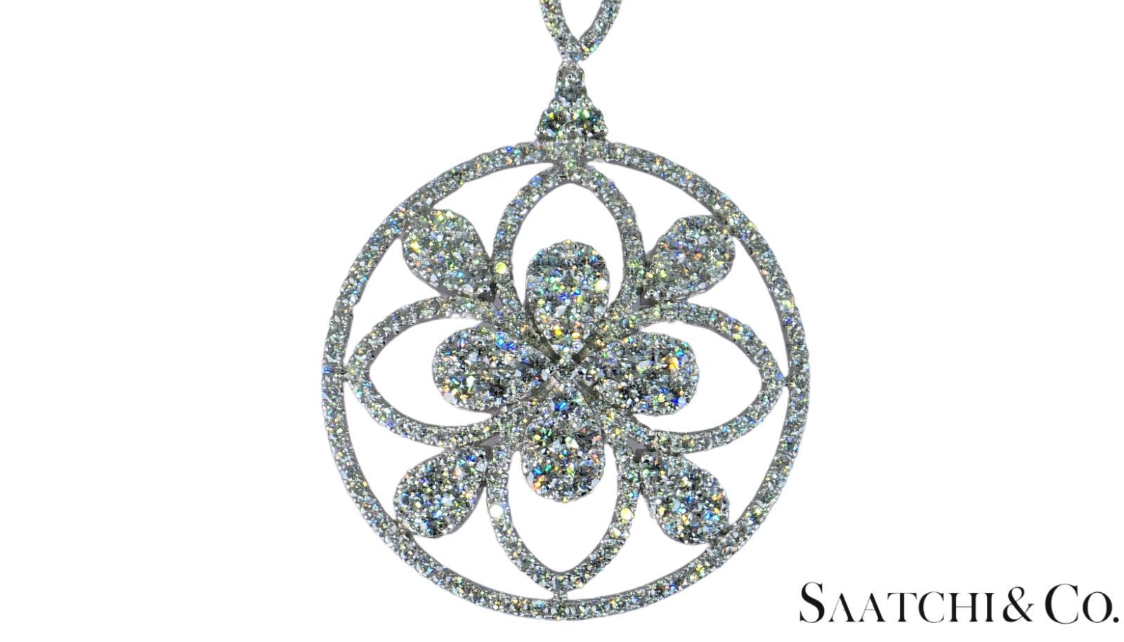 18K 750 Weißgold Natürlicher Brillantschliff VVS Diamant: Anhänger mit Kette im Angebot 7