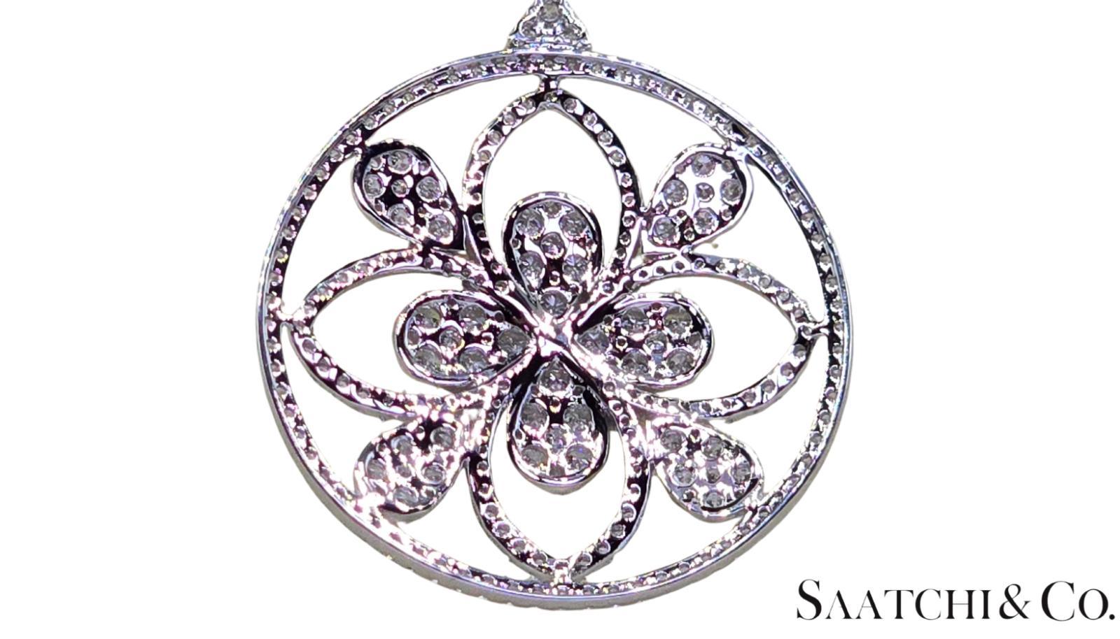 18K 750 Weißgold Natürlicher Brillantschliff VVS Diamant: Anhänger mit Kette im Angebot 4