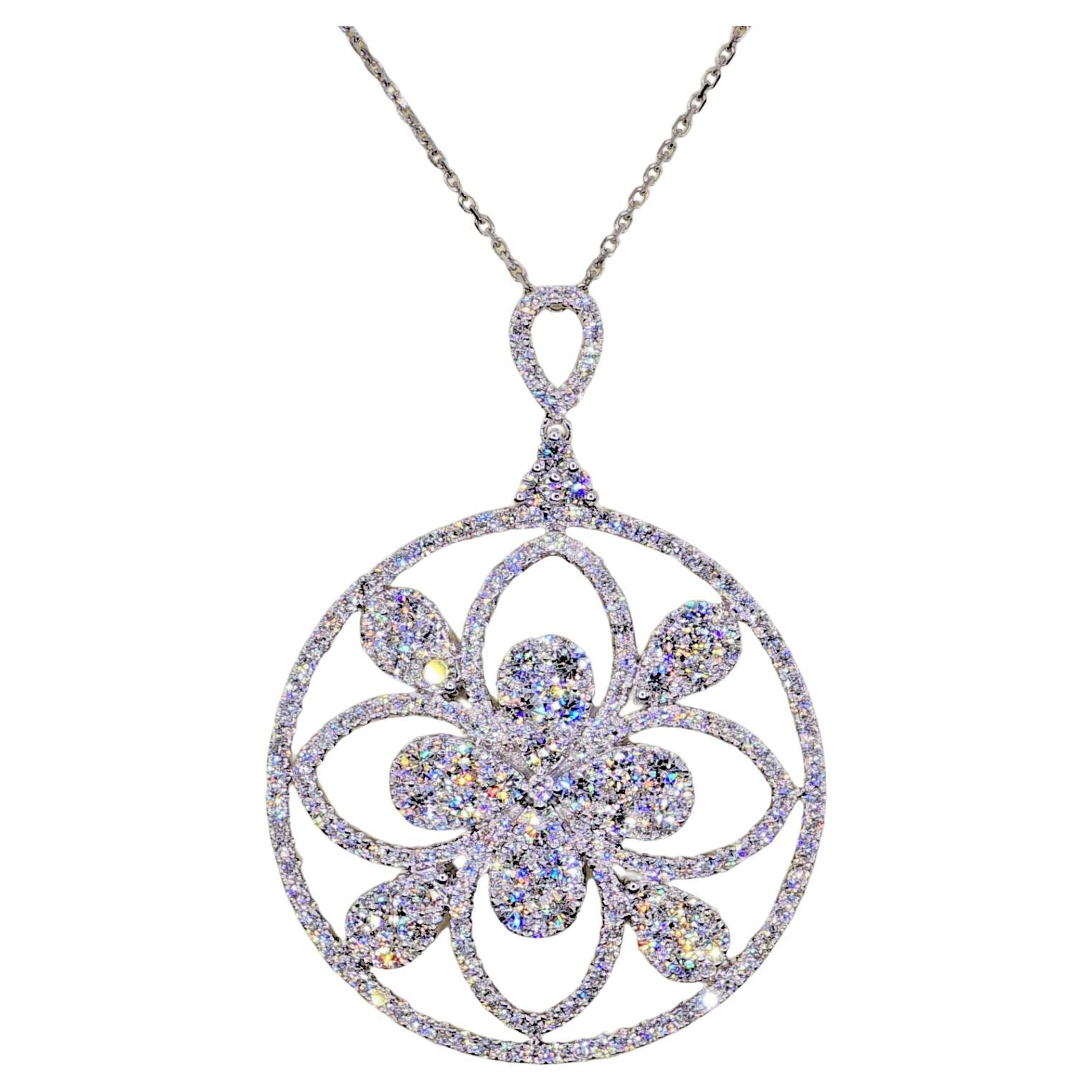 18K 750 Weißgold Natürlicher Brillantschliff VVS Diamant: Anhänger mit Kette