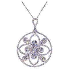 18K 750 Weißgold Natürlicher Brillantschliff VVS Diamant: Anhänger mit Kette
