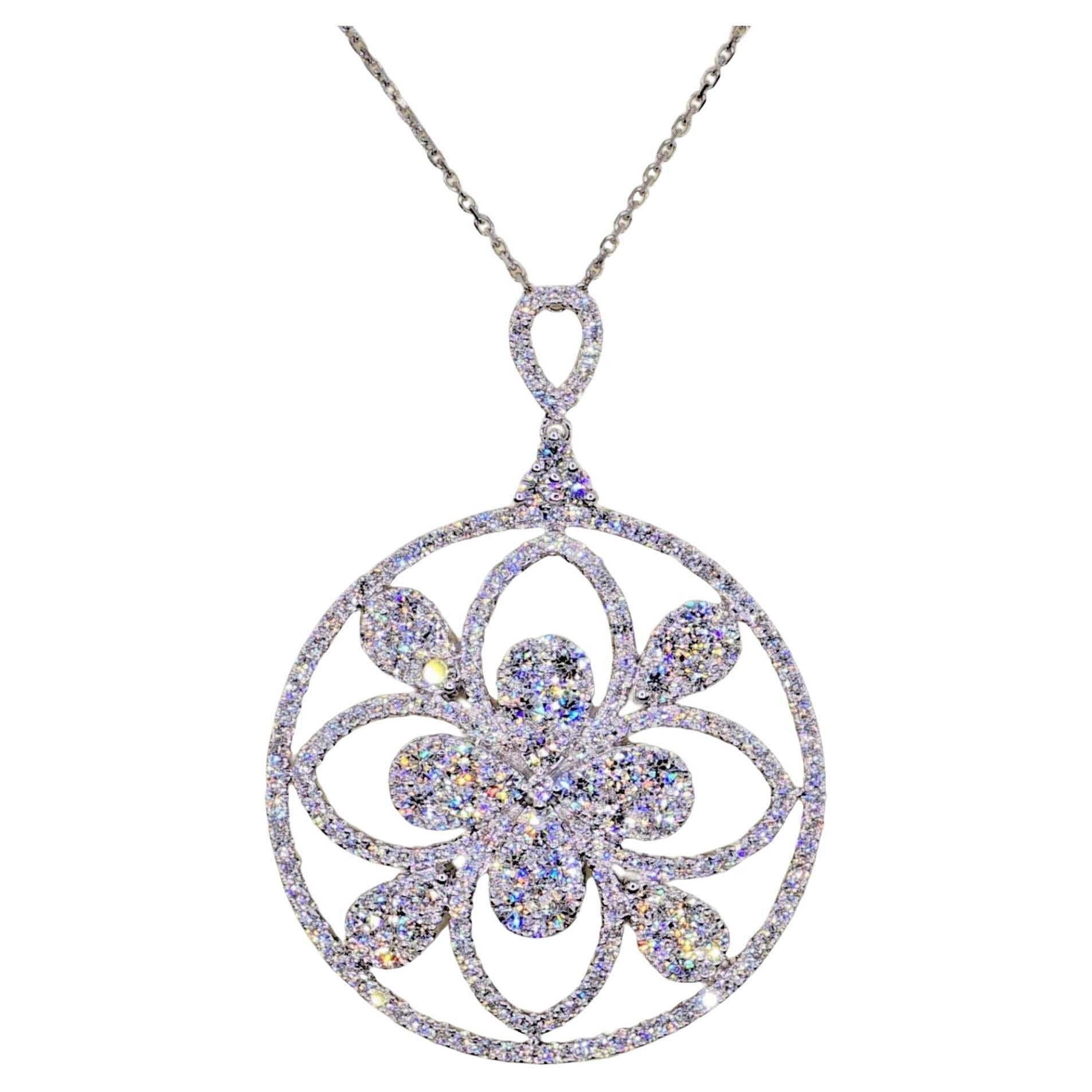 18K 750 Weißgold Natürlicher Brillantschliff VVS Diamant: Anhänger mit Kette