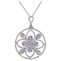 Or blanc 750 millièmes (18K) Diamant naturel taille brillant VVS : Pendentif avec chaîne
