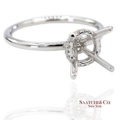 18K 750 White Gold Natural Brilliant Diamond Semi Mount Ring