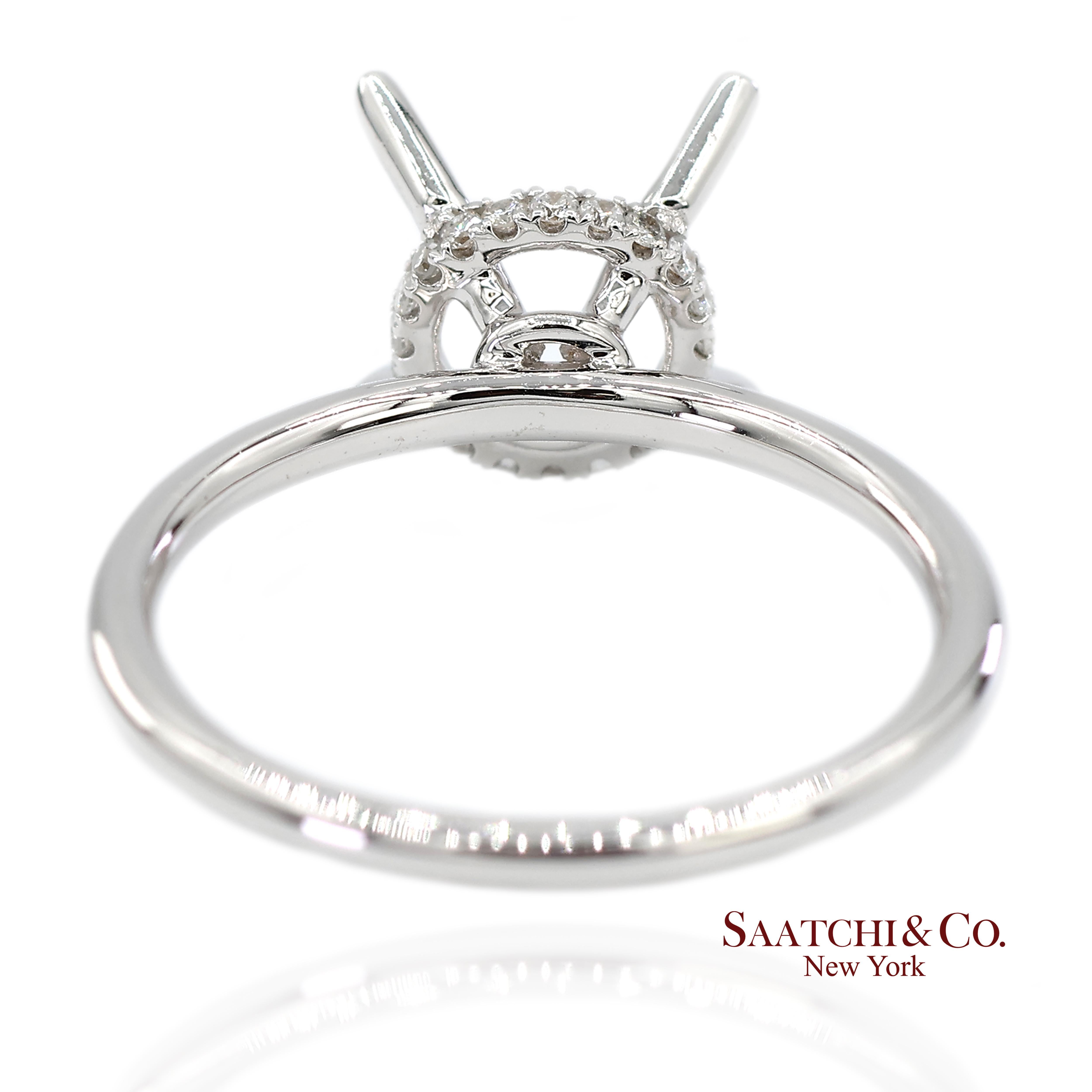 18K 750 Weißgold Natürlicher Brillant Diamantfassung Ring (Brillantschliff) im Angebot