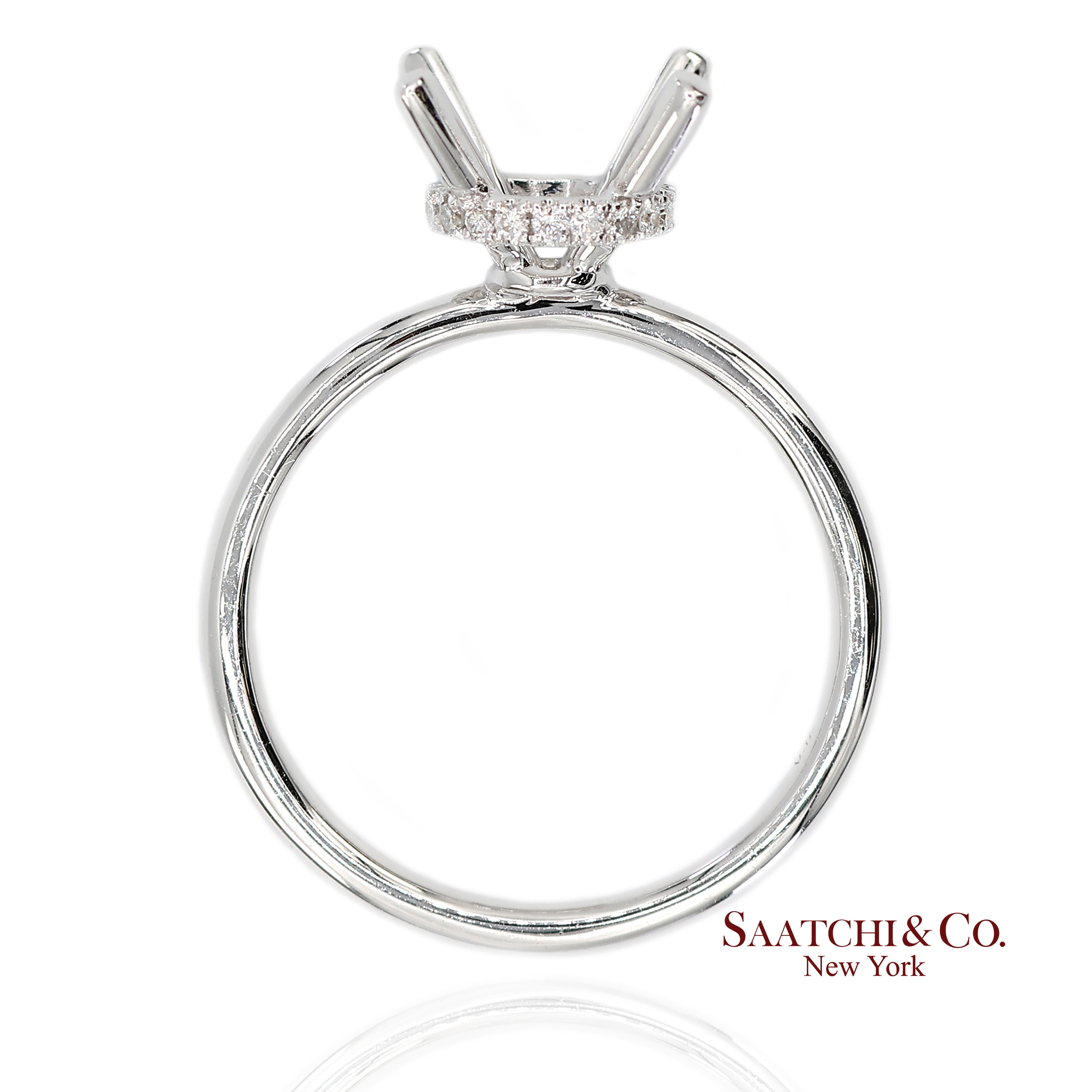 18K 750 Weißgold Natürlicher Brillant Diamantfassung Ring im Angebot 2