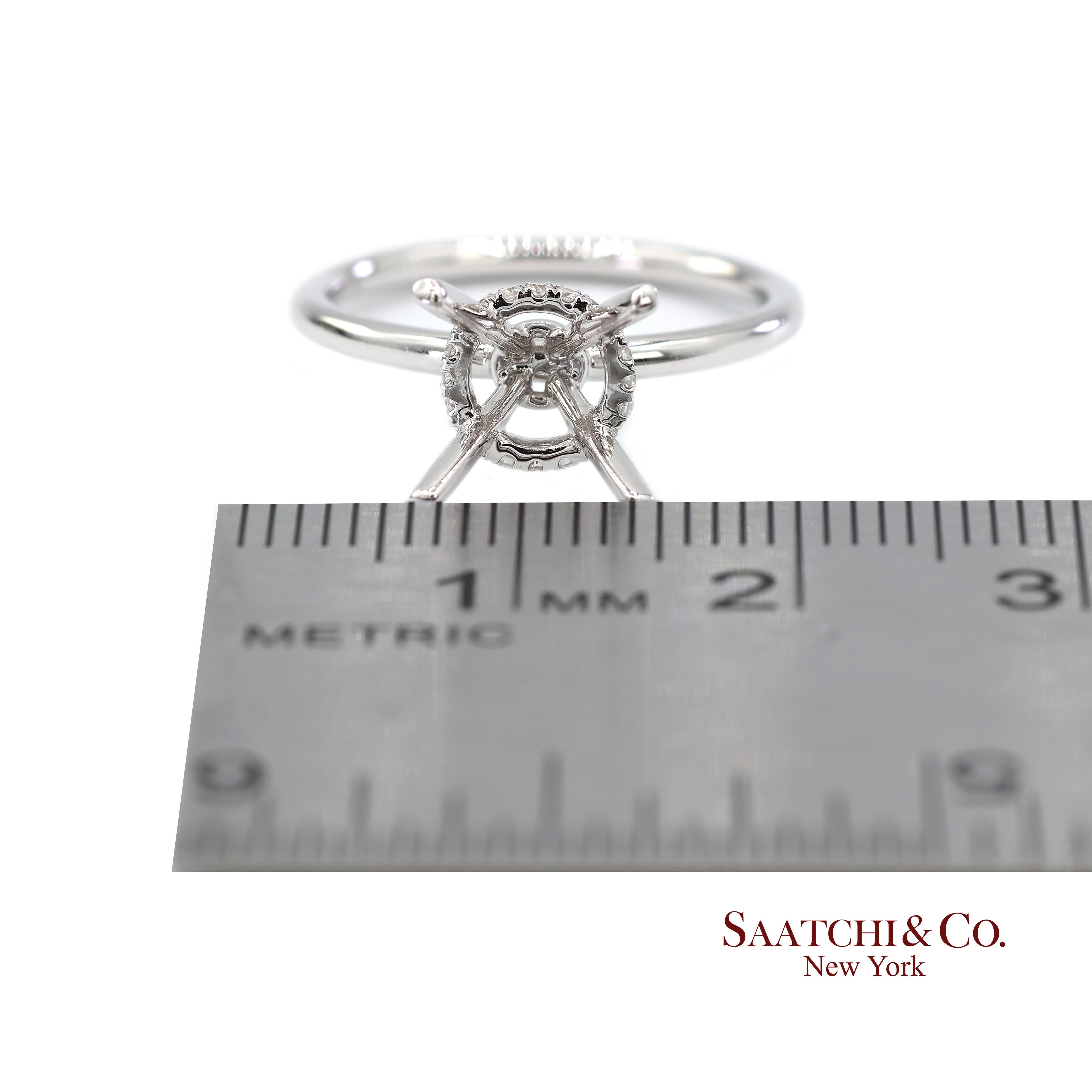 18K 750 Weißgold Natürlicher Brillant Diamantfassung Ring im Angebot 3