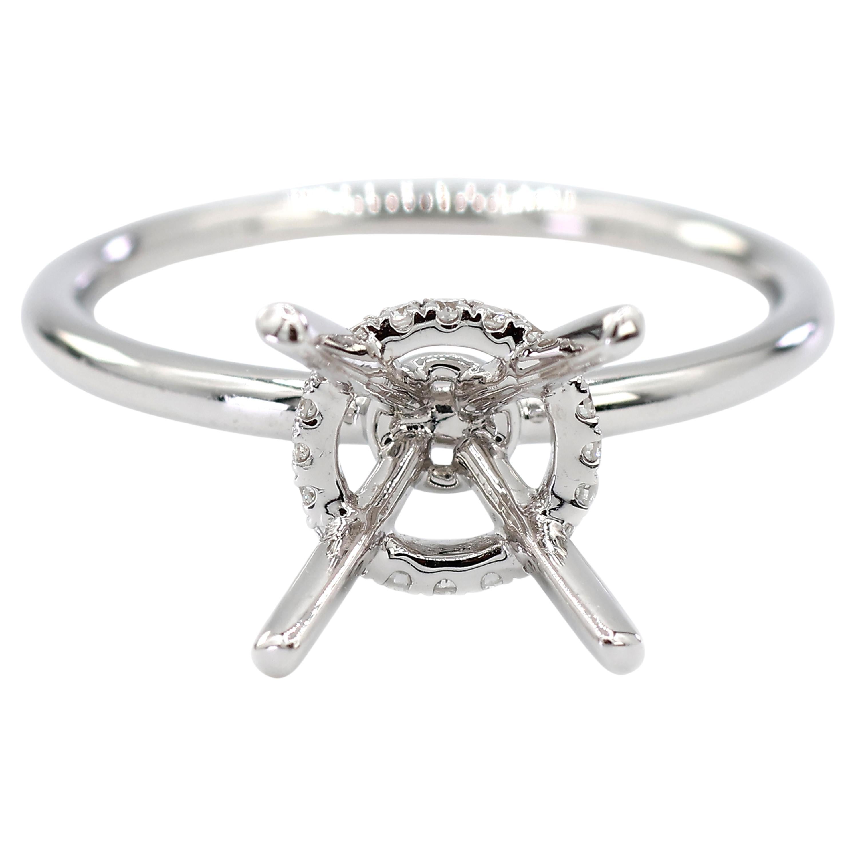 18K 750 Weißgold Natürlicher Brillant Diamantfassung Ring