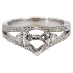 Anello semi-montato con diamante naturale a brillante in oro bianco 18K 750 Misura 6,5