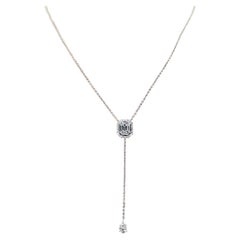 Colgante Esmeralda Ilusión de Diamante Natural de Oro Blanco 750 de 18k con Cadena