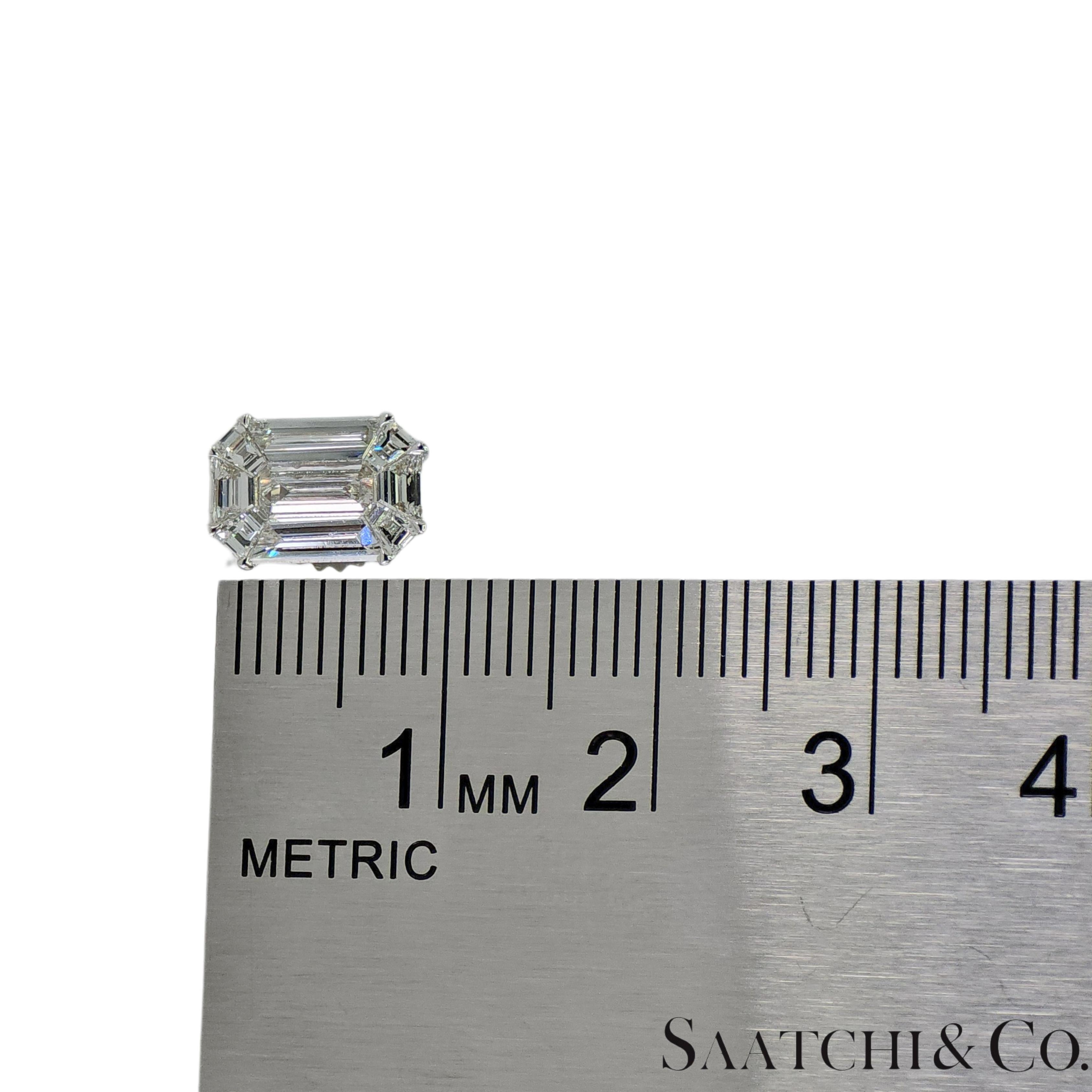 18k 750 White Gold Natural Diamond Illusion Setting Earrings For Sale 5