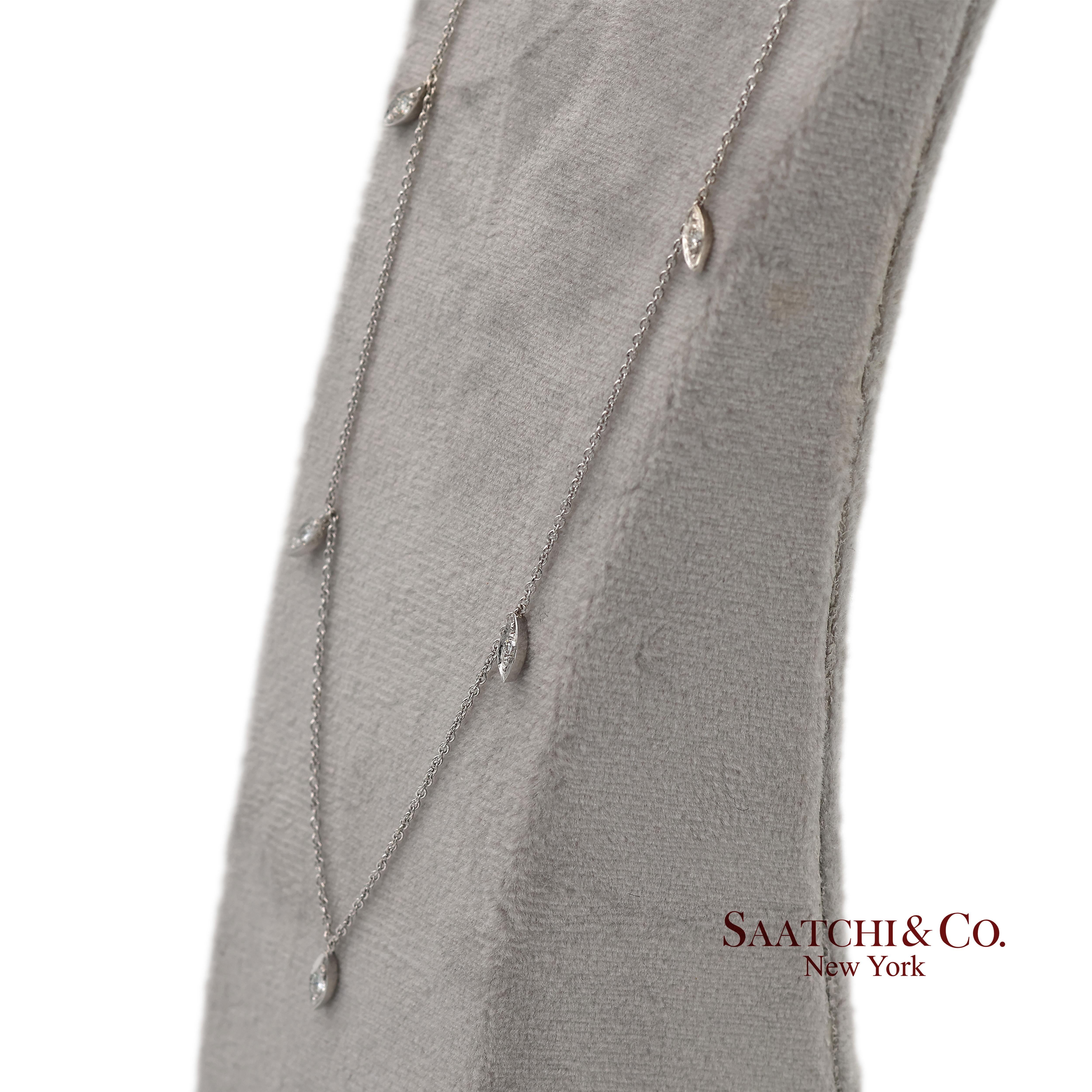 Collana con ciondolo a forma di marquise con diamante naturale in oro bianco 18K 750 e catena in vendita 4